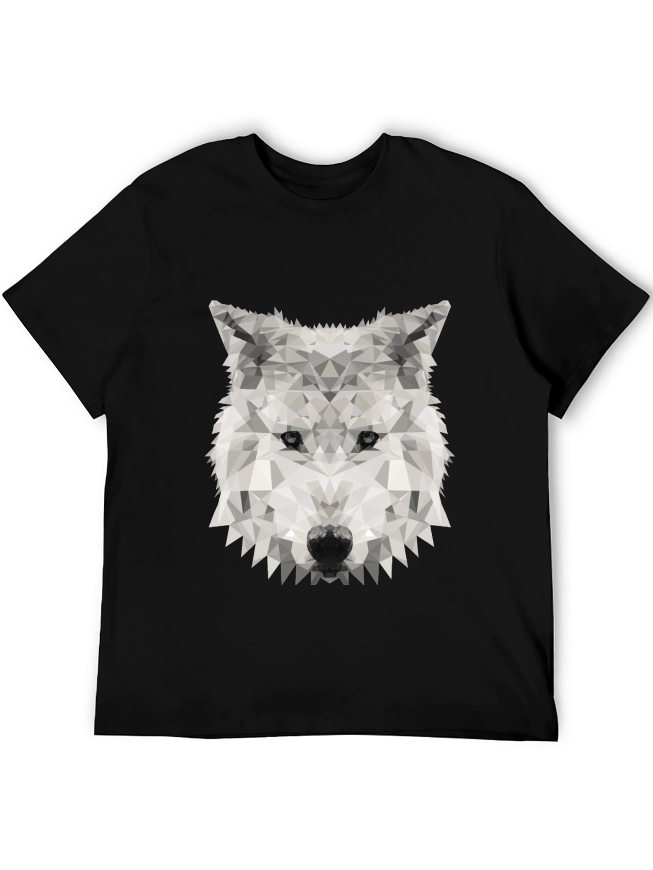 Black Geometric Wolf Graphic Tee - Stylish Black T-Shirt view 5