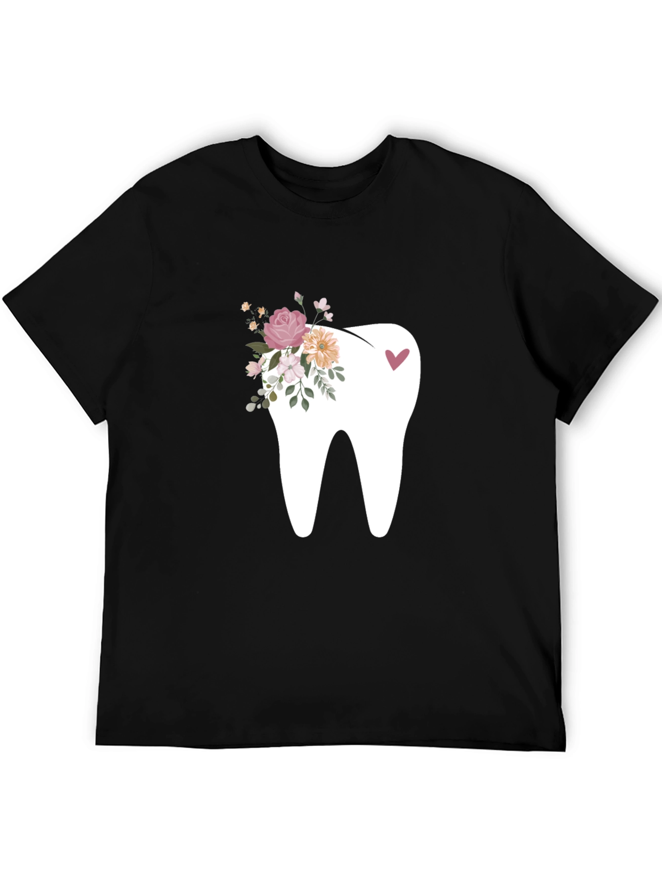 Black Floral Tooth Graphic Tee - Black view 5