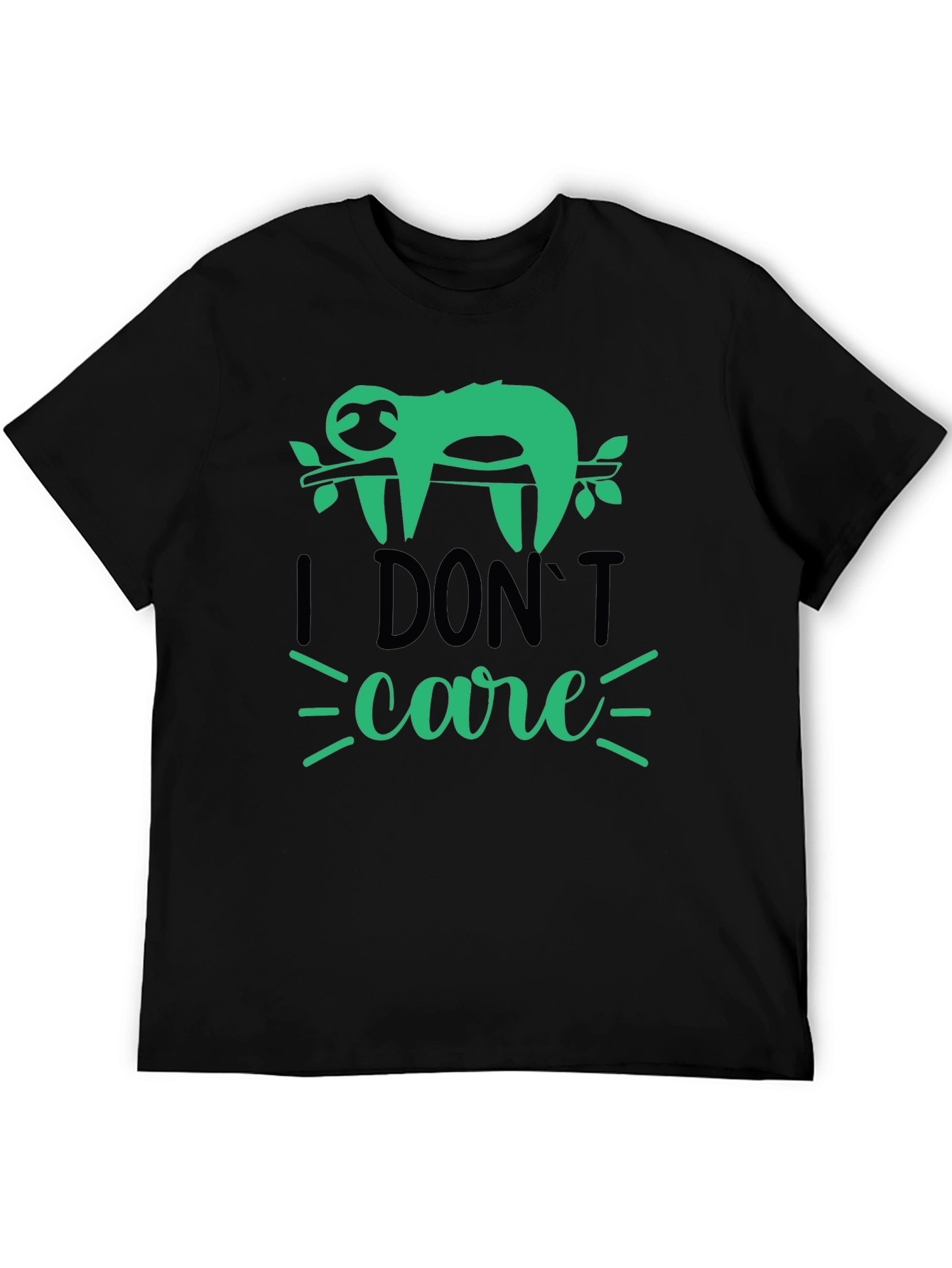 Black I Don't Care Sloth T-Shirt - Funny Graphic Tee view 5
