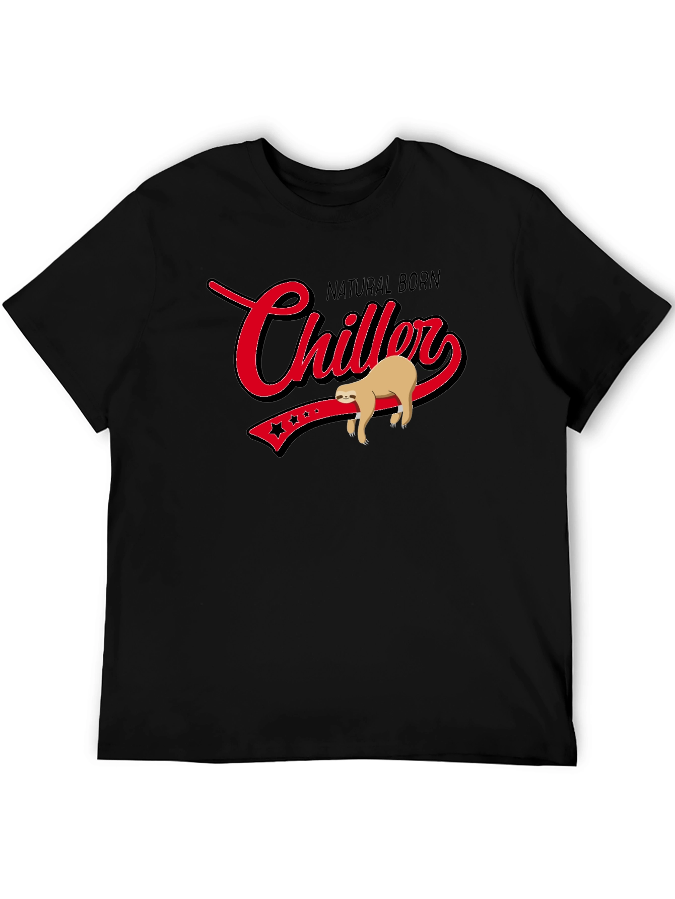 Black Natural Born Chiller Sloth Graphic T-Shirt view 5