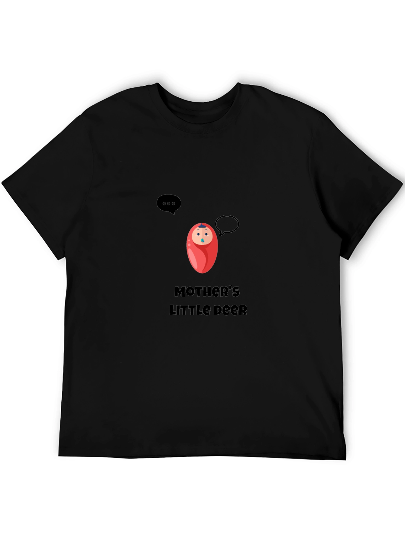 Black Mother's Little Deer T-Shirt - Cute Baby Design view 5