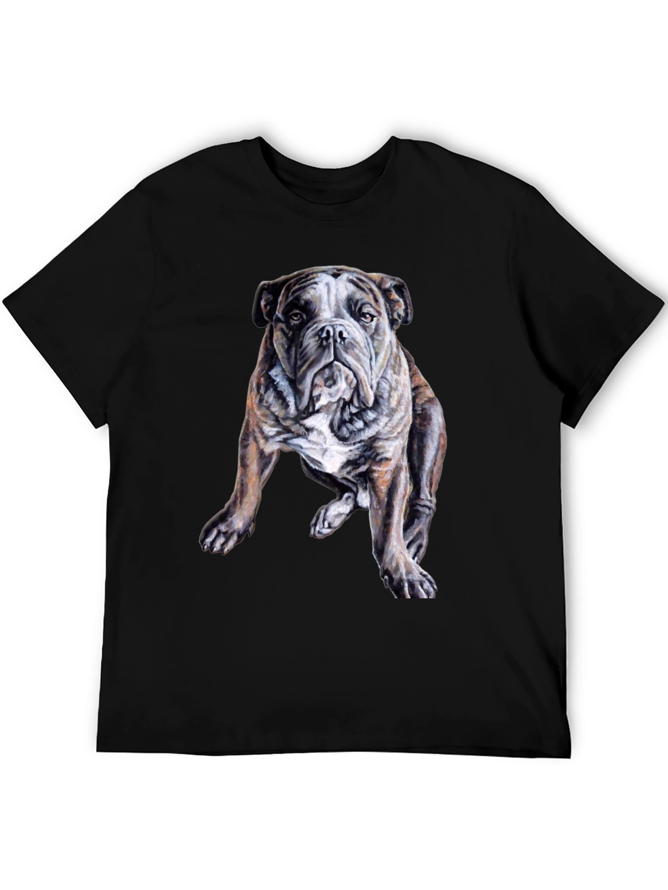 Black Bulldog Graphic Print Men's Black T-Shirt view 5