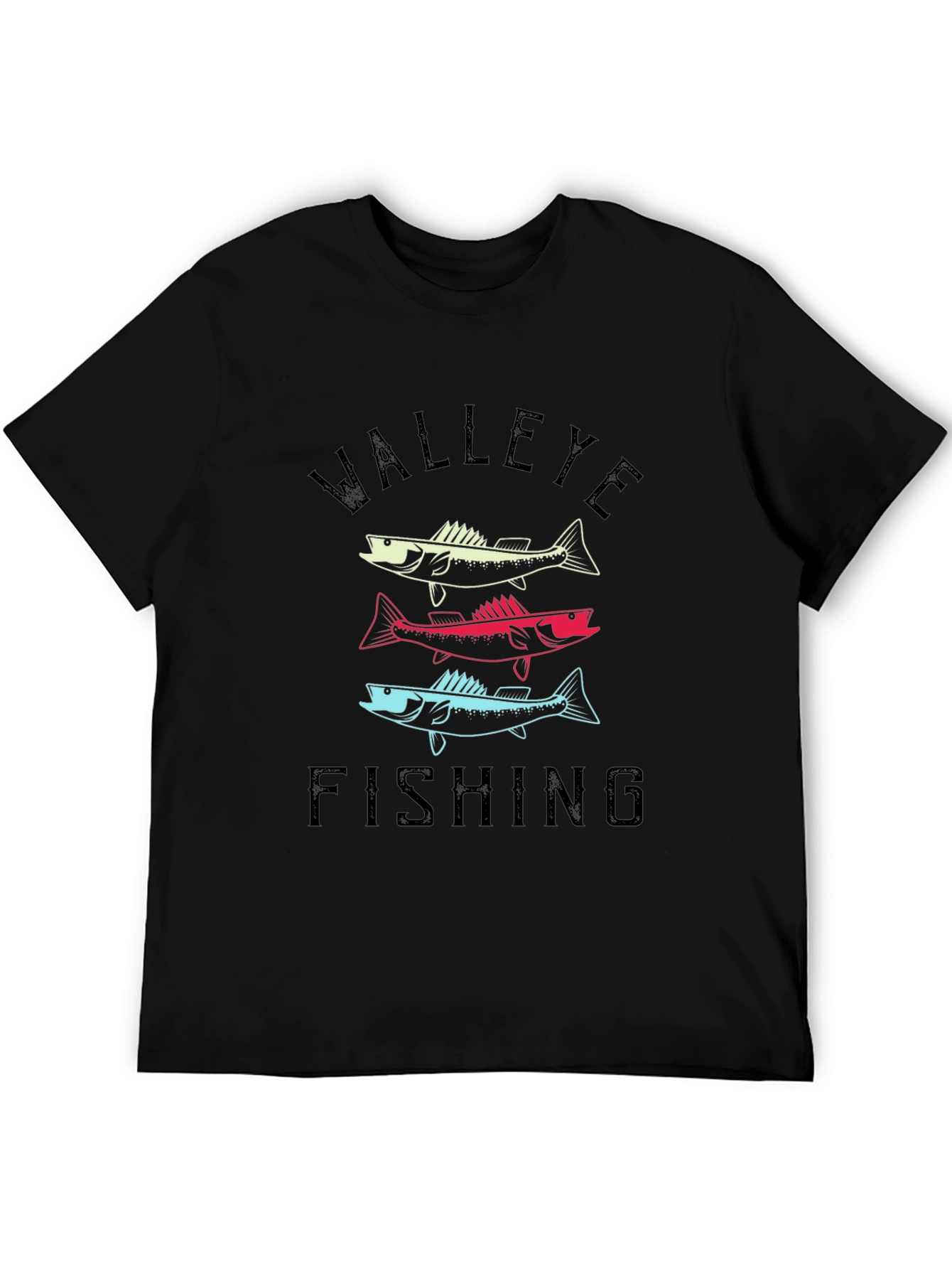 Black Walleye Fishing T-Shirt - Cool Graphic Design view 5