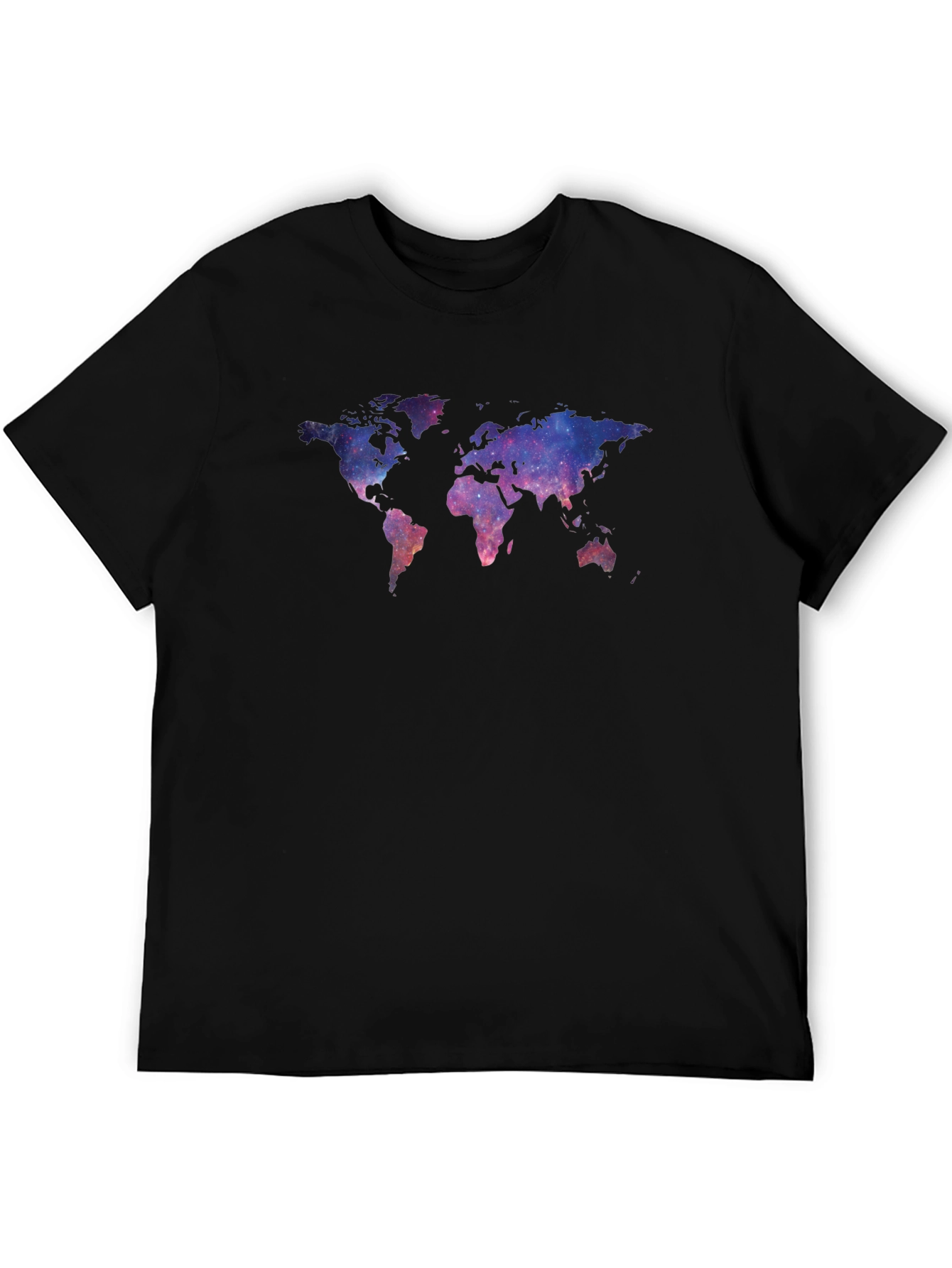 Black Galaxy World Map Black T-Shirt view 5