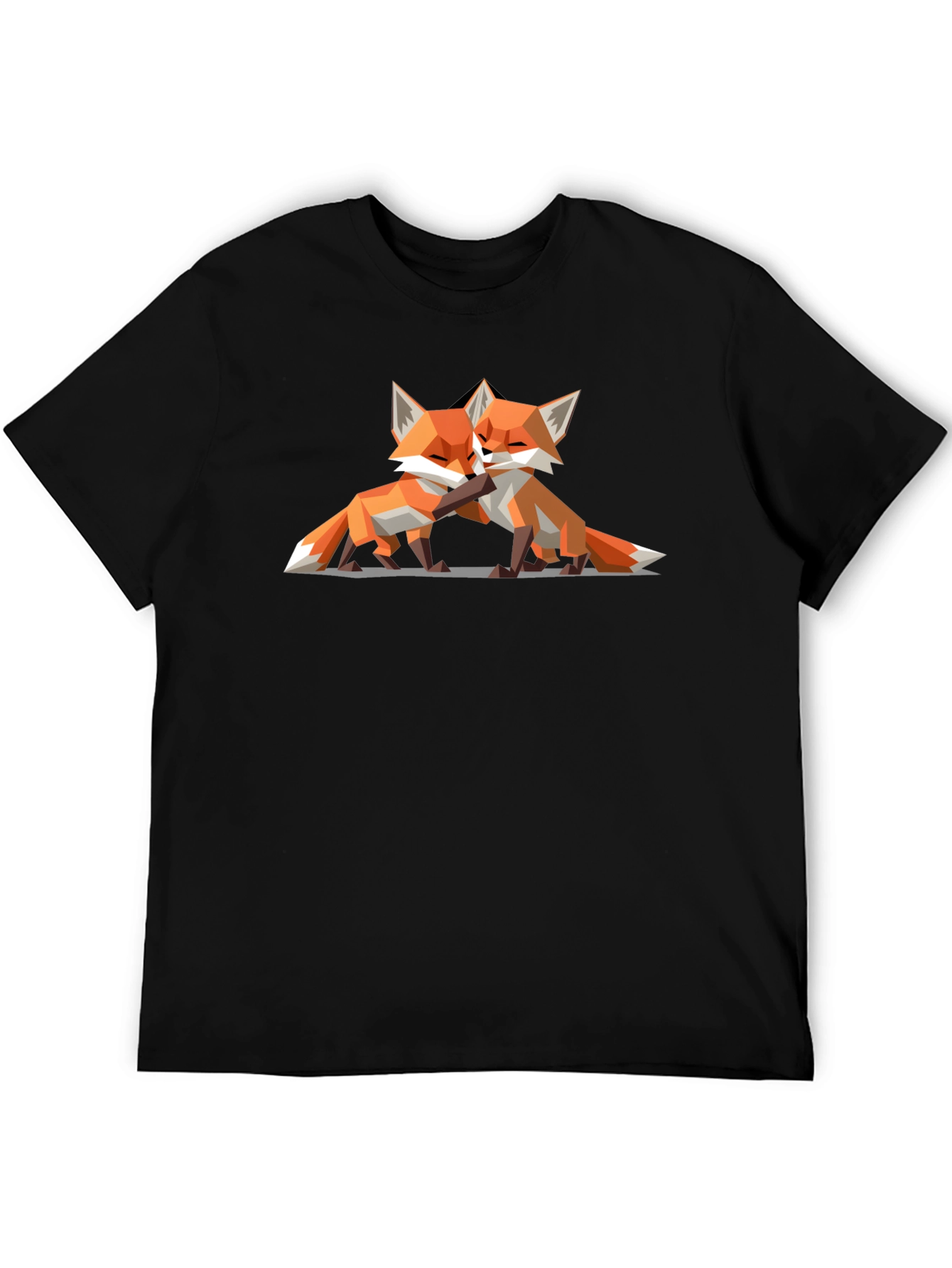 Black Geometric Fox T-Shirt - Modern Animal Lover Tee view 5