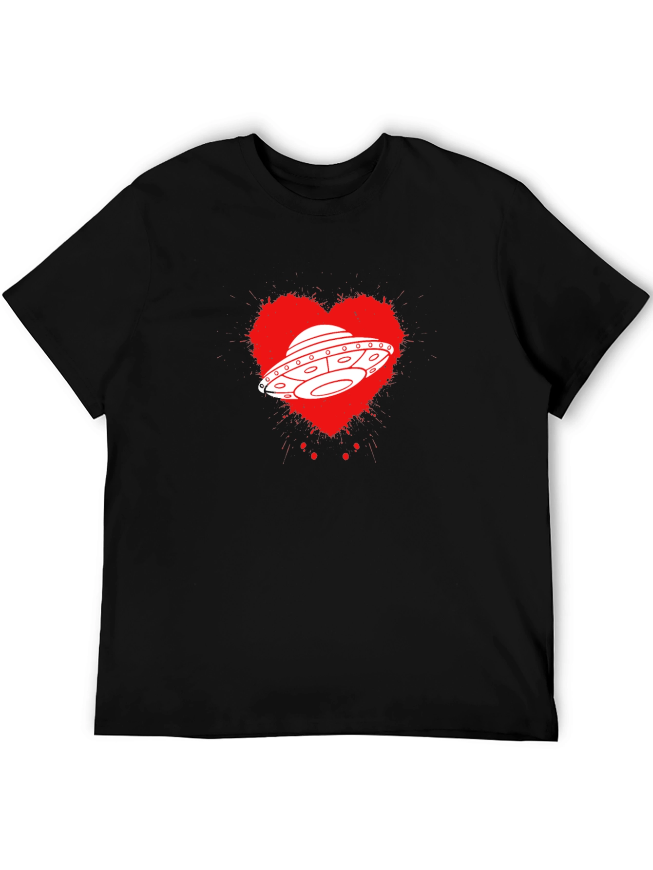Black UFO Heart Graphic T-Shirt - Black view 5