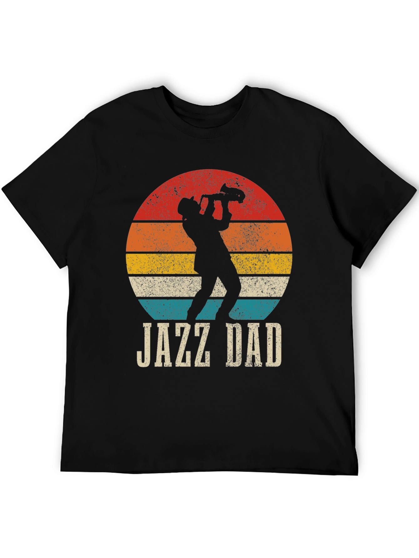 Black Jazz Dad Graphic Tee - Retro Sunset Design view 5