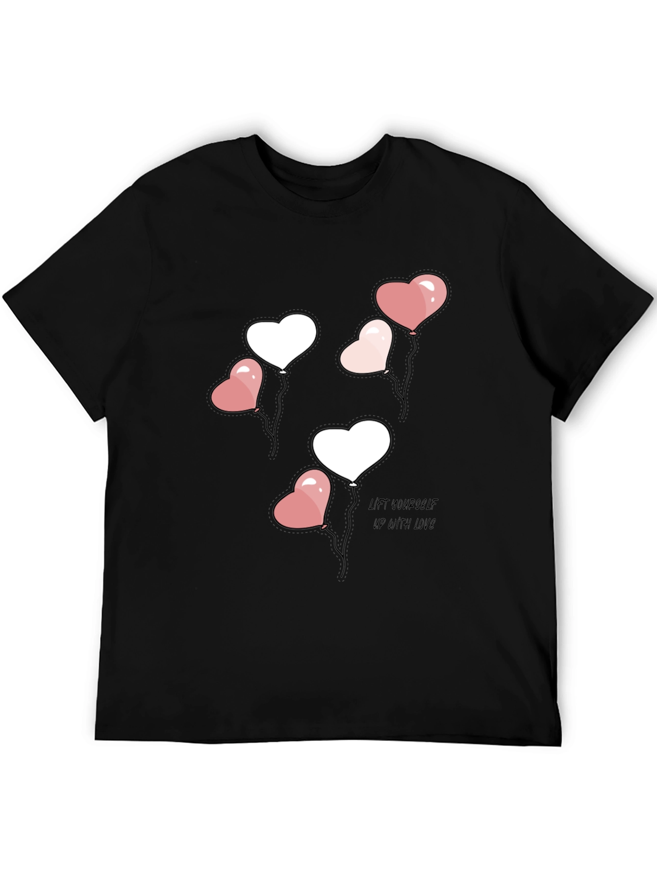 Black Heart Balloons Graphic Tee - Lift Yourself Up With Love view 5