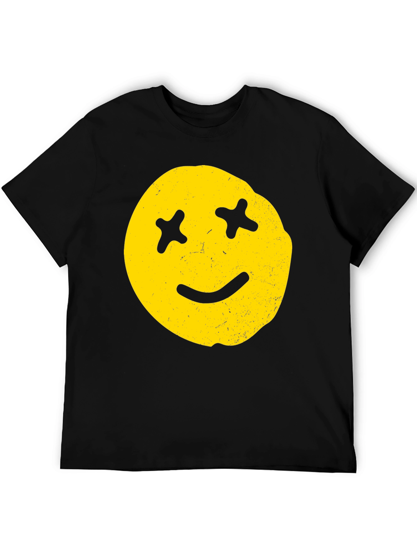 Black Distressed Smiley Face Graphic Tee view 5