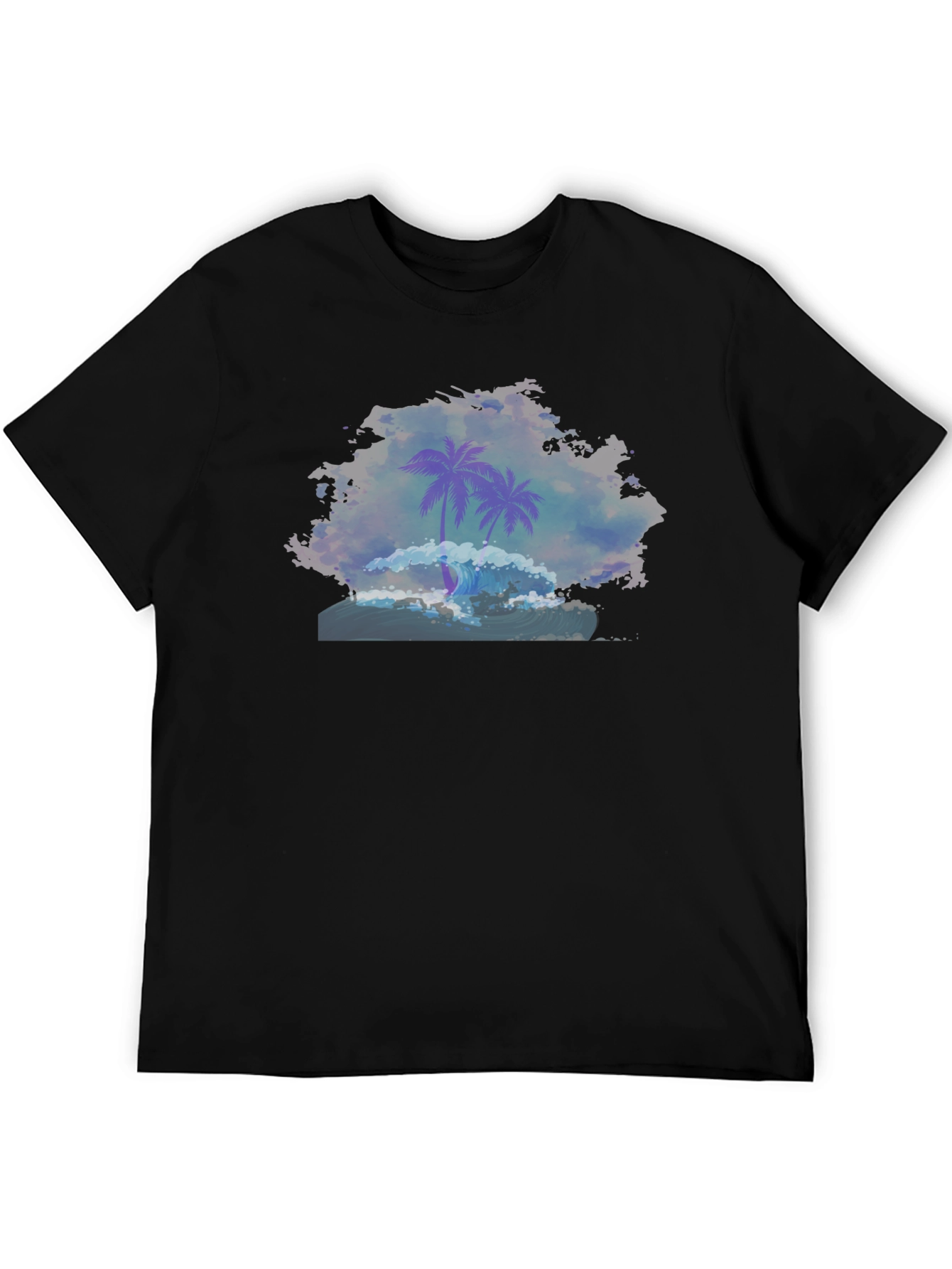 Black Palm Wave Graphic Tee - Black Cotton Comfort view 5