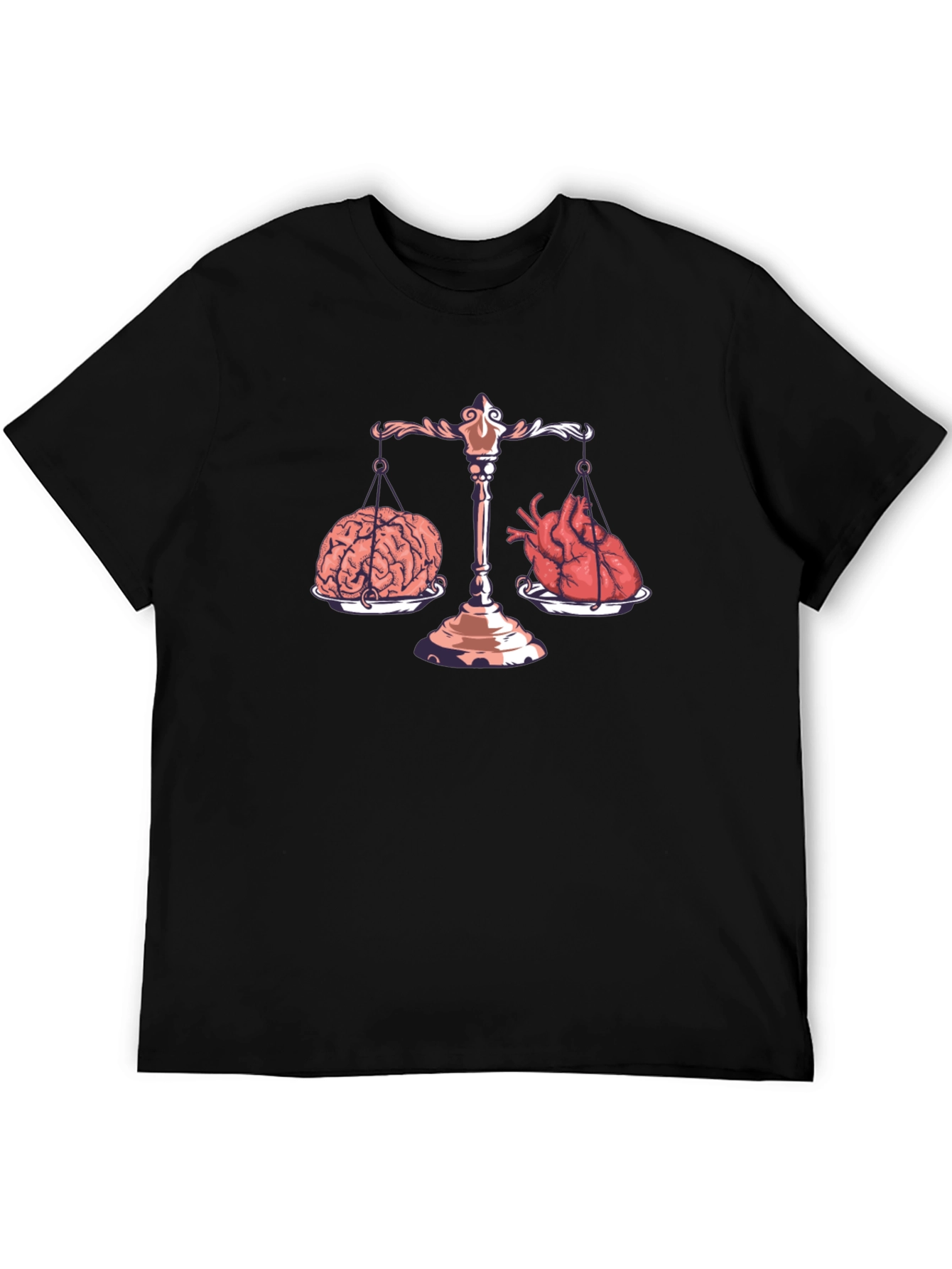 Black Brain vs Heart T-Shirt Balance Scale Tee view 5
