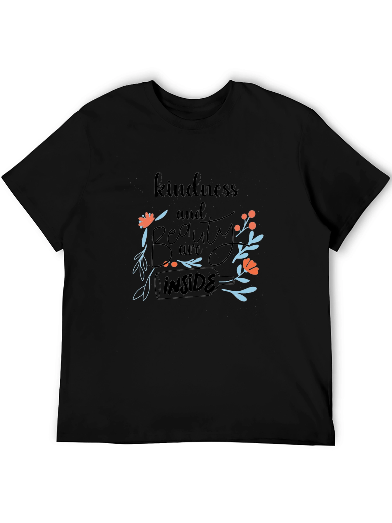 Black Kindness Inside Floral Black T-Shirt view 5