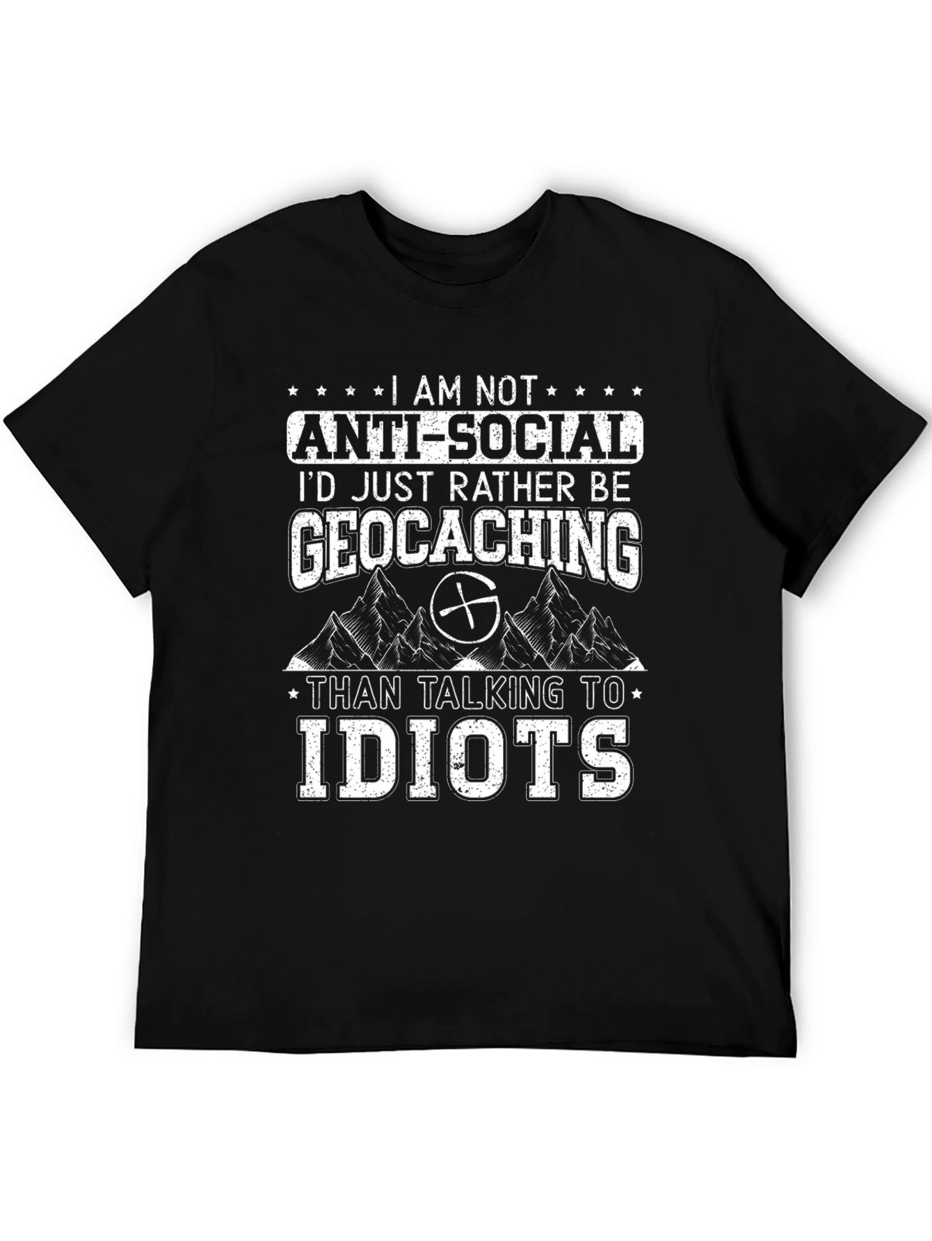 Black Funny Geocaching T-Shirt - Anti-Social Geocacher Tee view 5