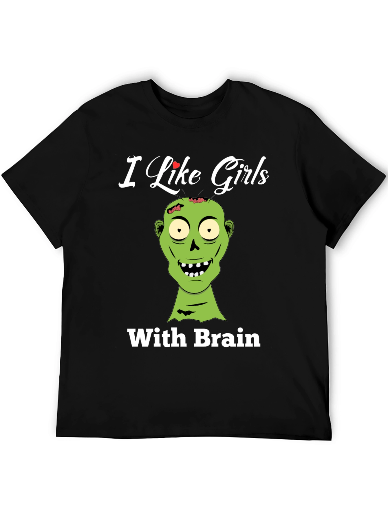 Black Zombie Lover T-Shirt - I Like Girls With Brains! view 5