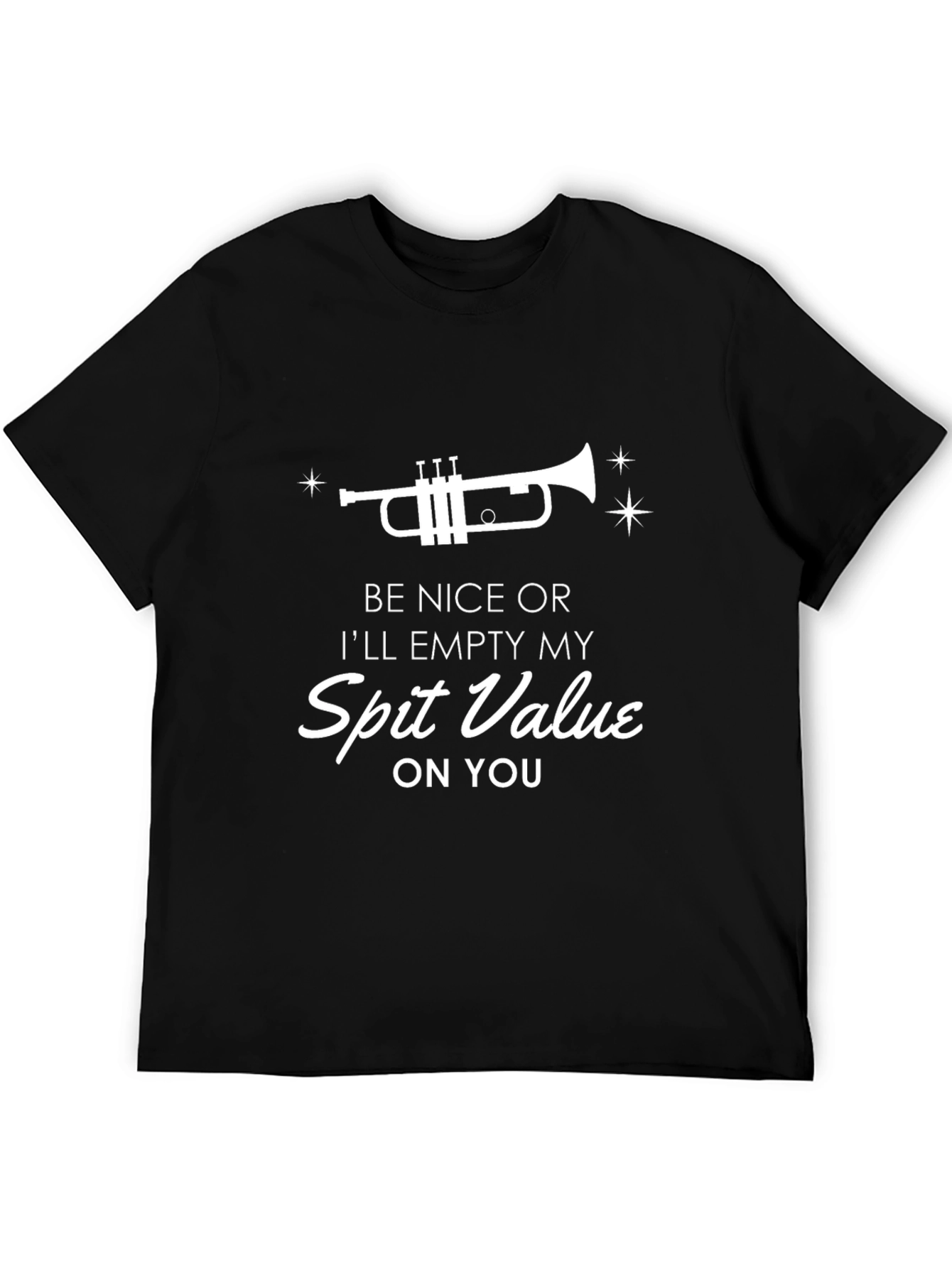 Black Funny Trumpet T-Shirt - Be Nice or Else! view 5