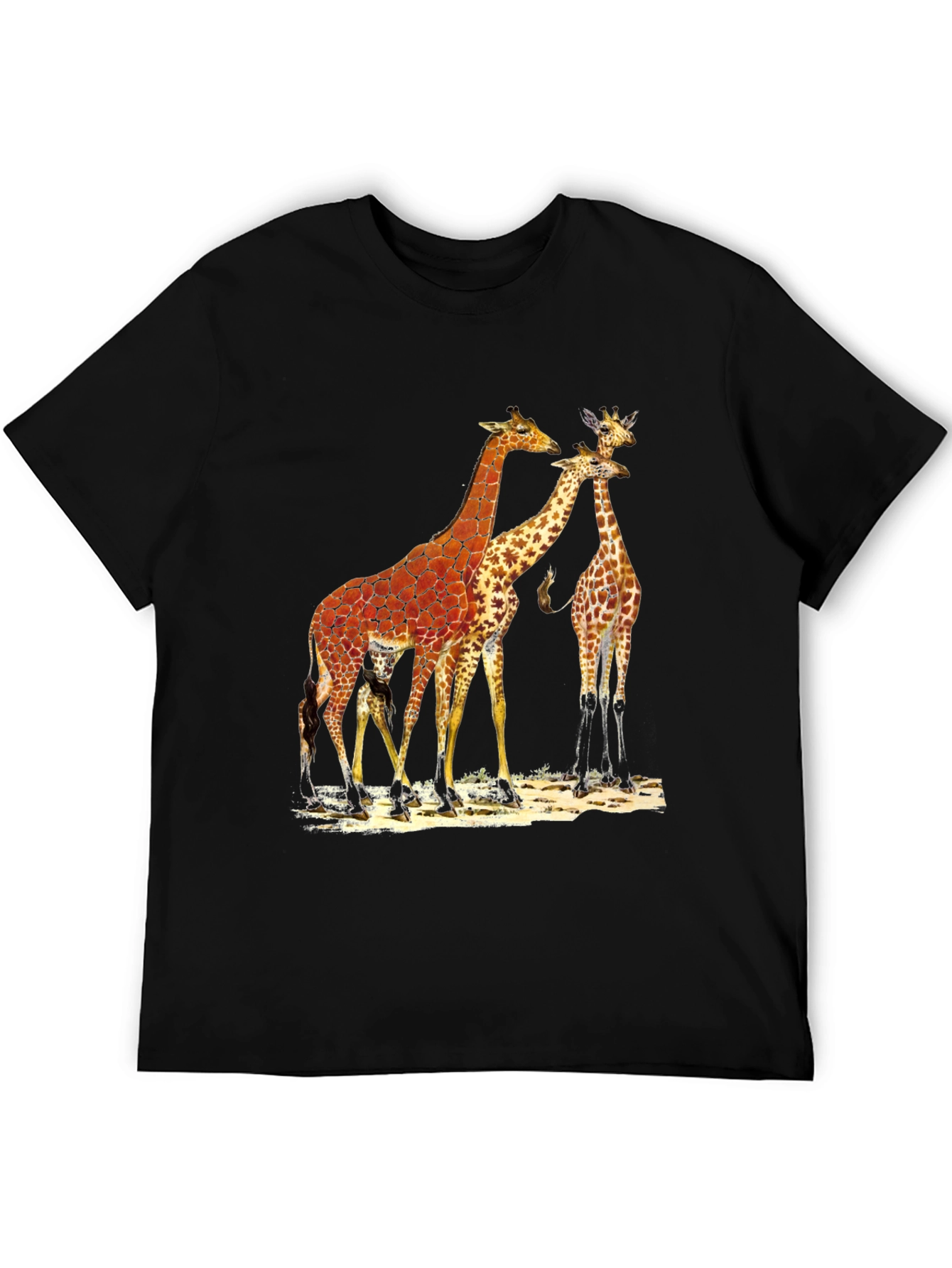 Black Giraffe Graphic Print Black T-Shirt view 5