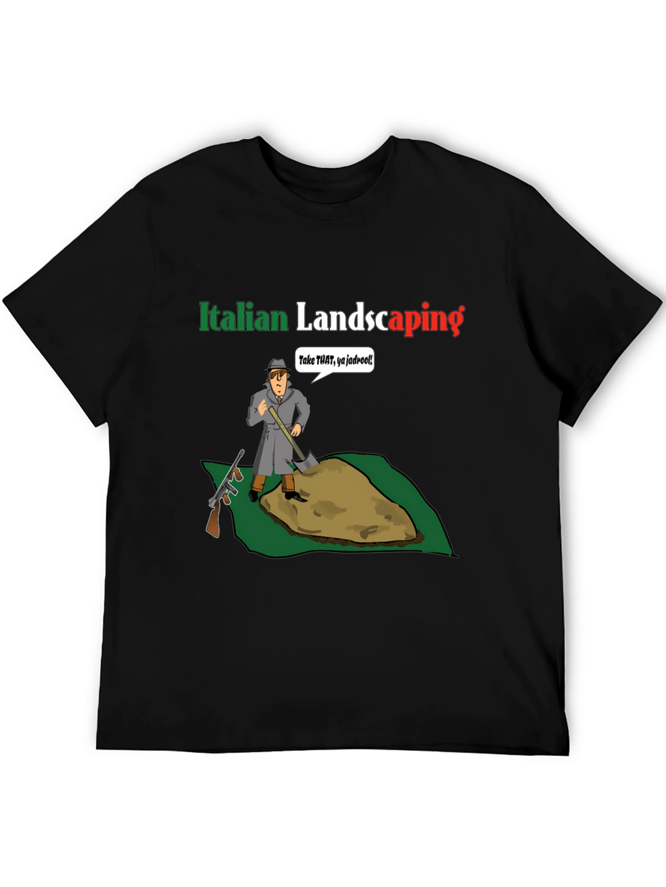 Black Italian Landscaping T-Shirt view 5
