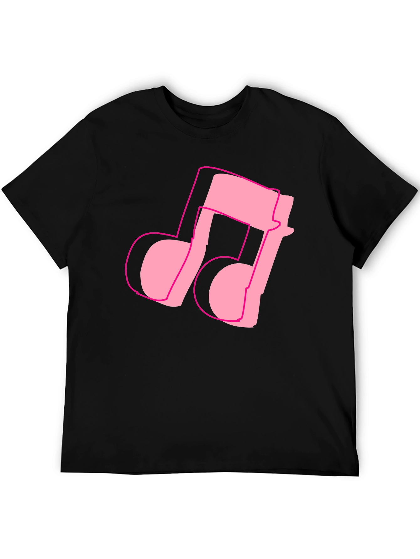 Black Pink Music Note Graphic Black T-Shirt view 5