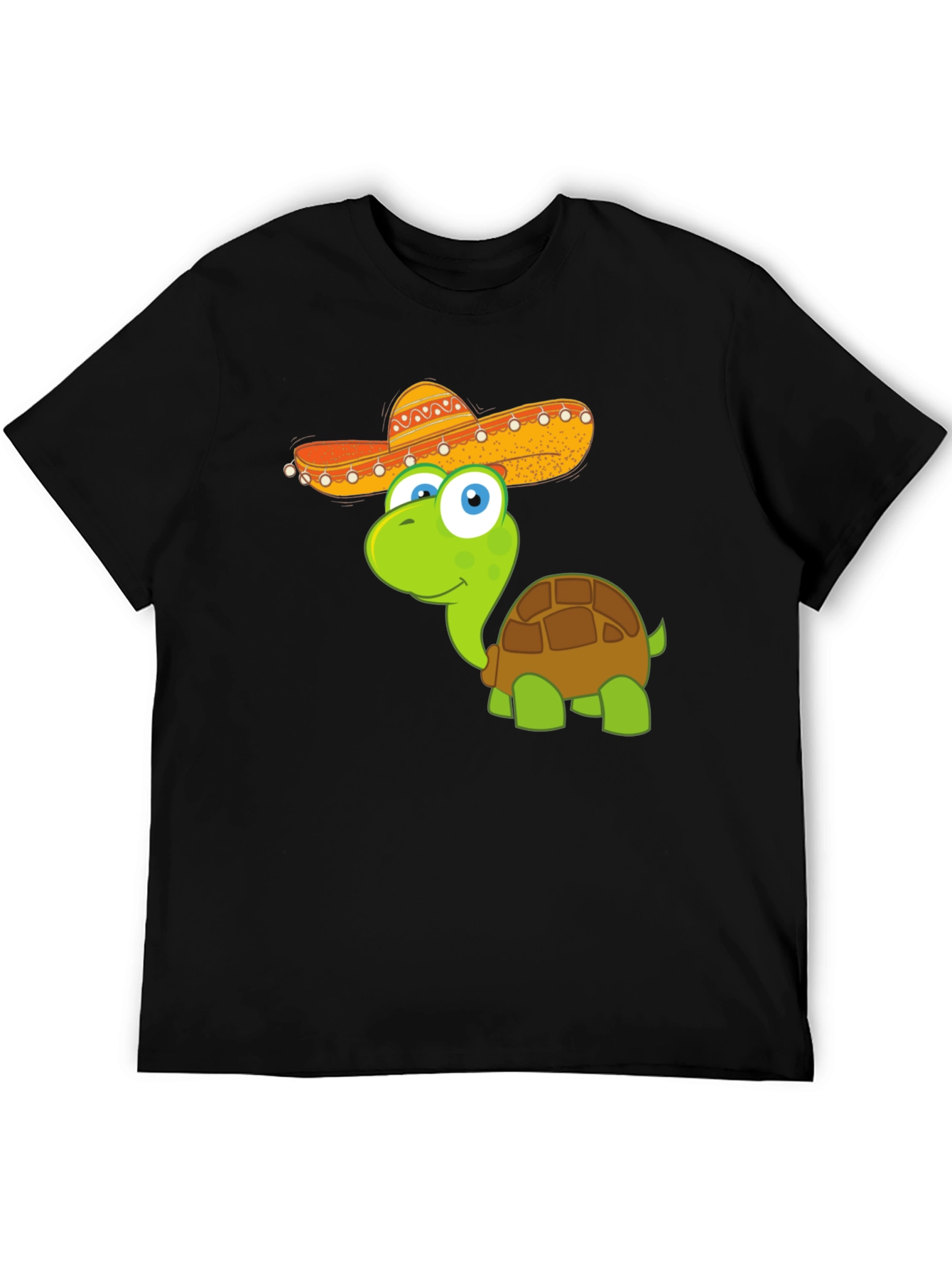 Black Cartoon Turtle with Sombrero T-Shirt view 5