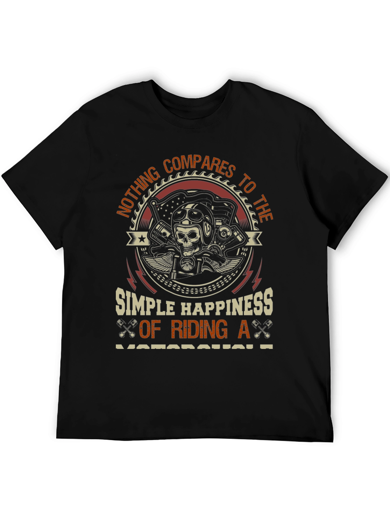 Black Motorcycle Rider T-Shirt - Simple Happiness Design view 5
