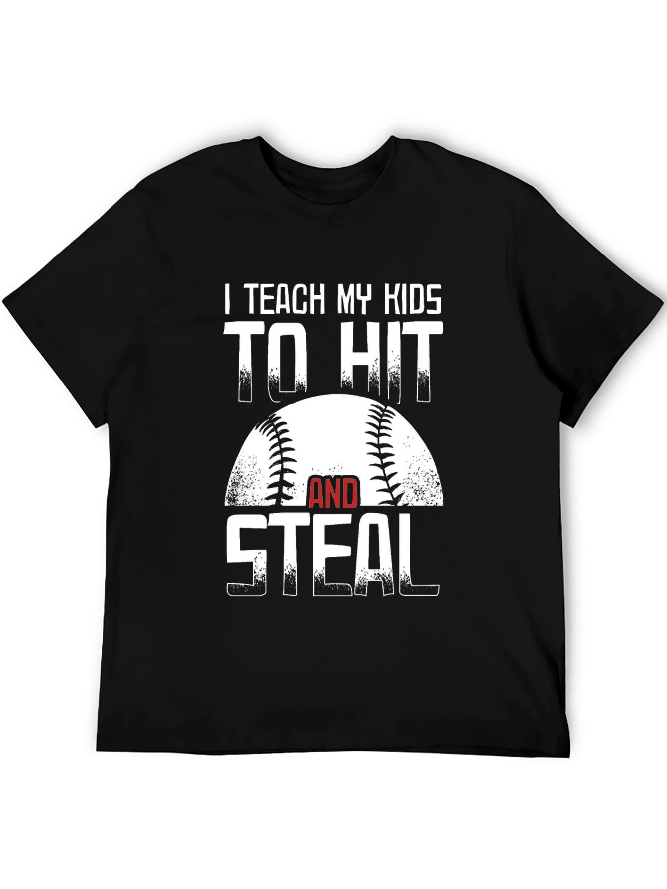 Black I Teach My Kids To Hit and Steal Baseball T-Shirt view 5