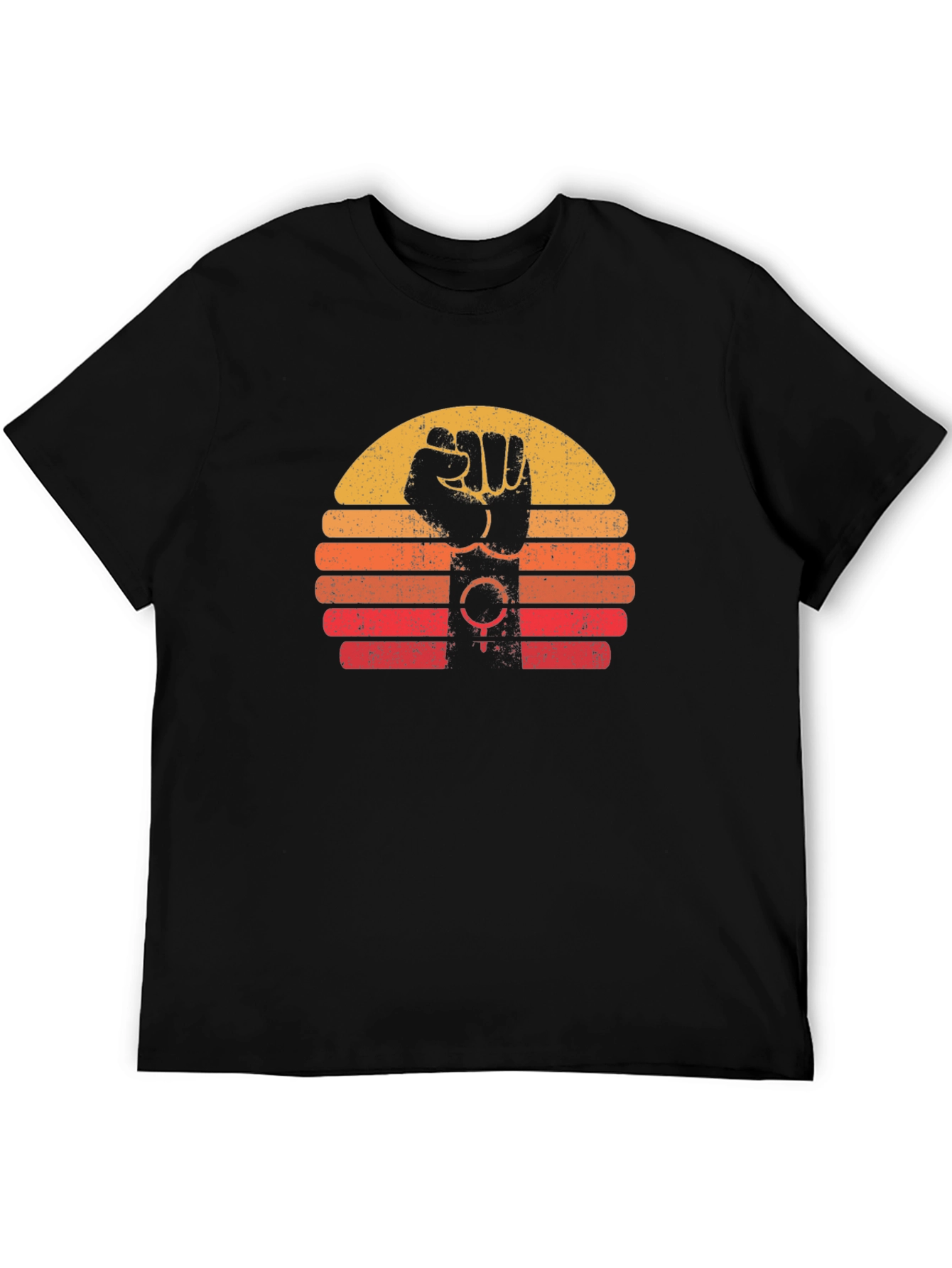 Black Retro Feminist Fist T-Shirt - Black view 5
