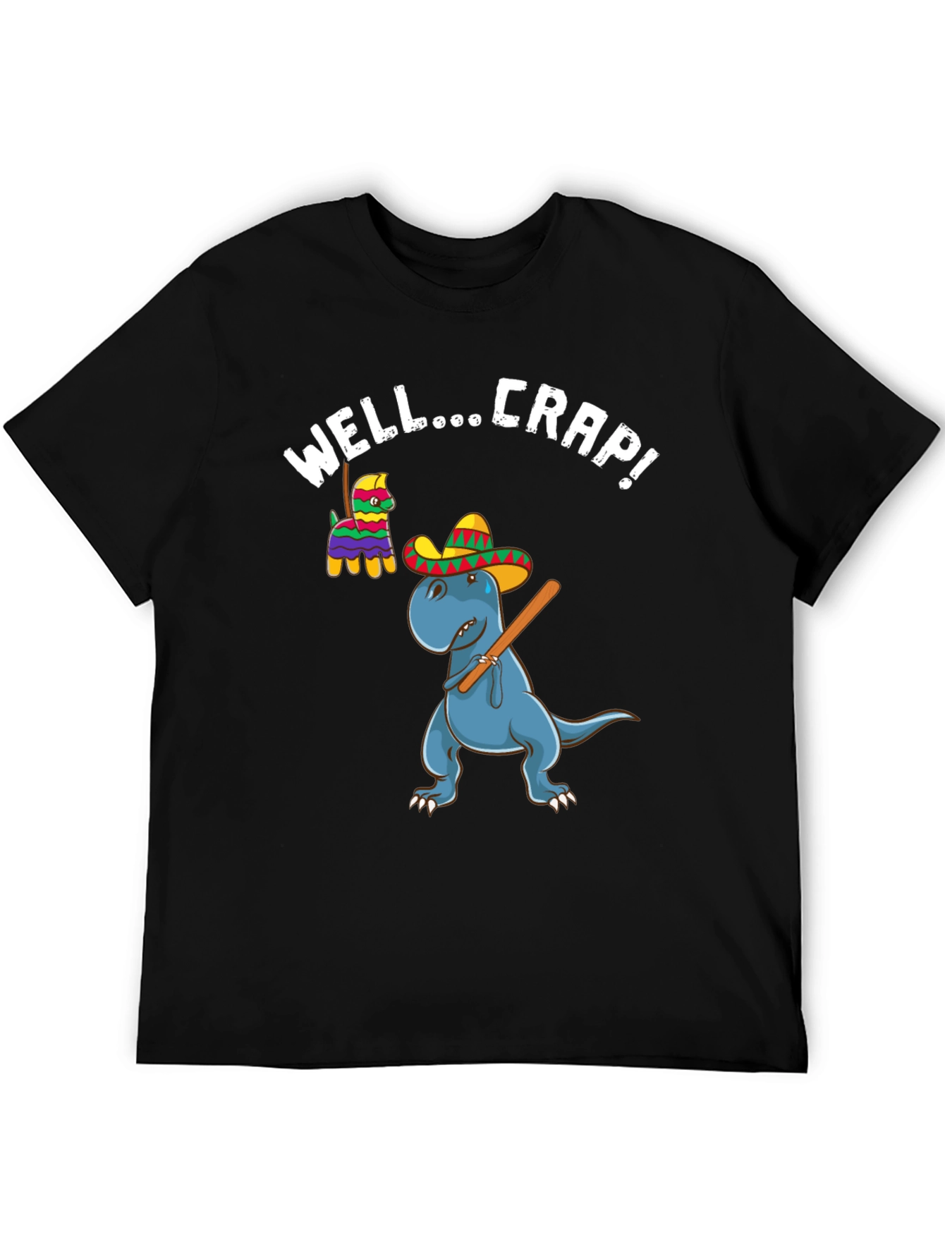 Black Dinosaur Piñata Funny Graphic T-Shirt view 5