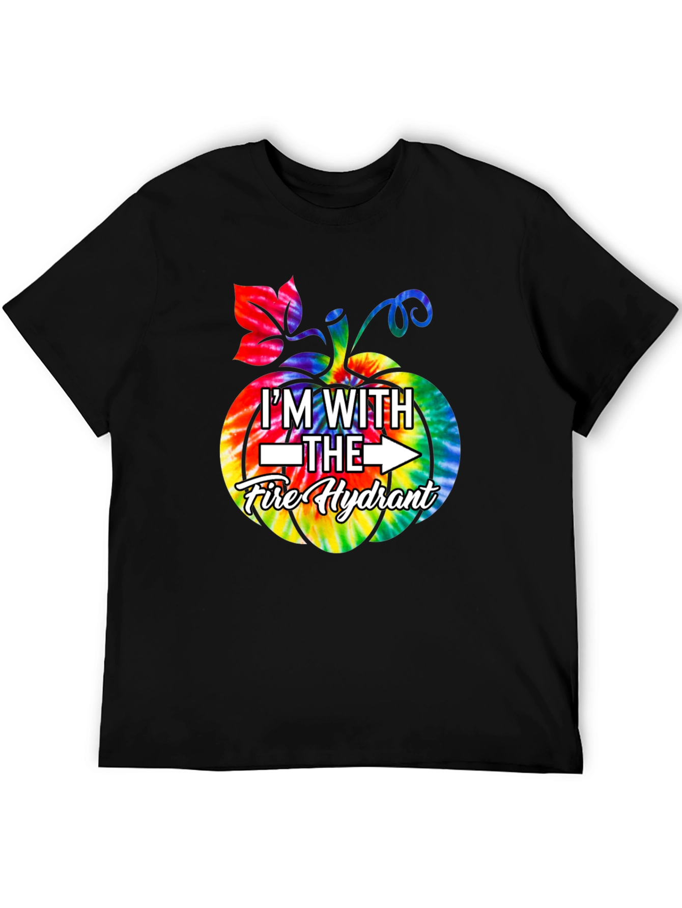 Black I'm With The Fire Hydrant Tie-Dye Pumpkin T-Shirt view 5
