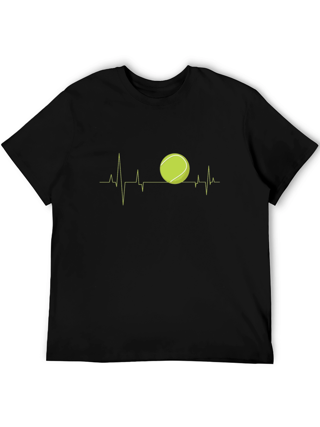 Black Tennis Heartbeat Graphic Tee - Black Cotton T-Shirt view 5