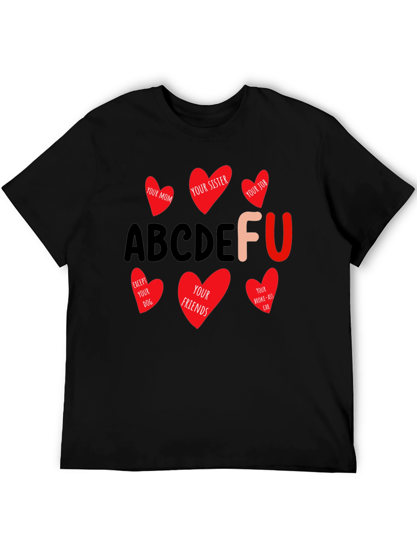 Black ABCDEFU T-Shirt Funny Graphic Tee view 5