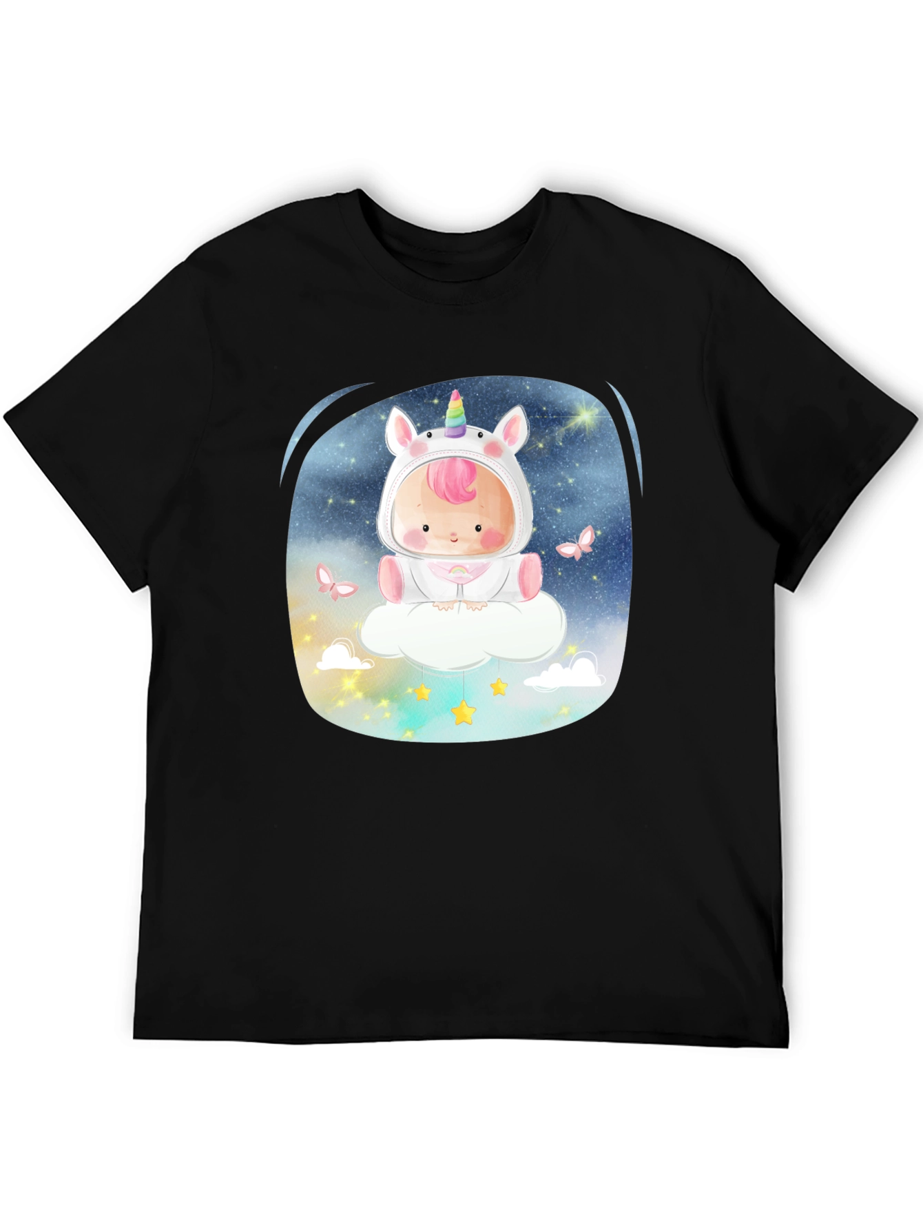 Black Unicorn Baby Graphic Tee - Soft Cotton Blend view 5