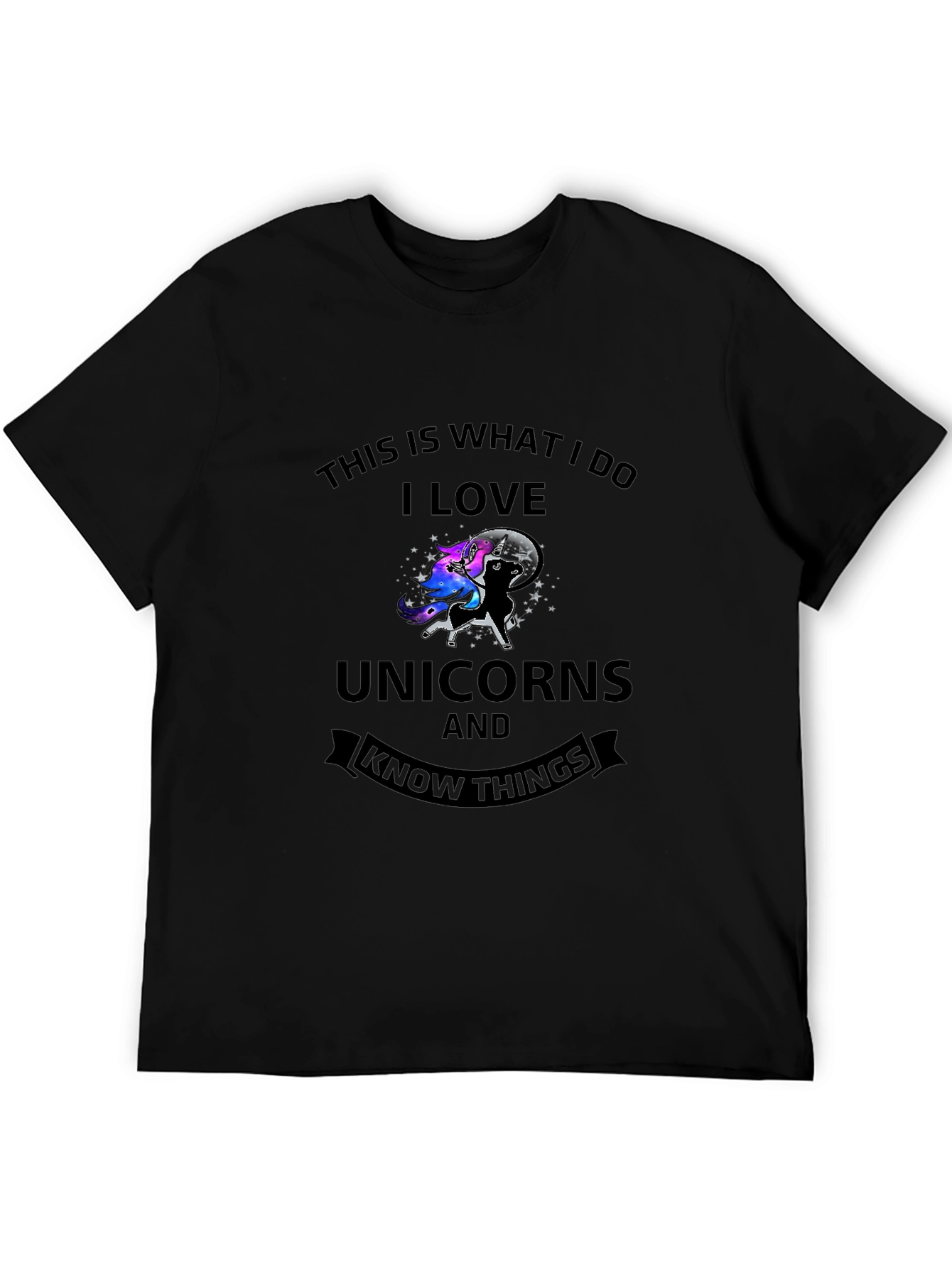 Black I Love Unicorns & Know Things Graphic Tee view 5