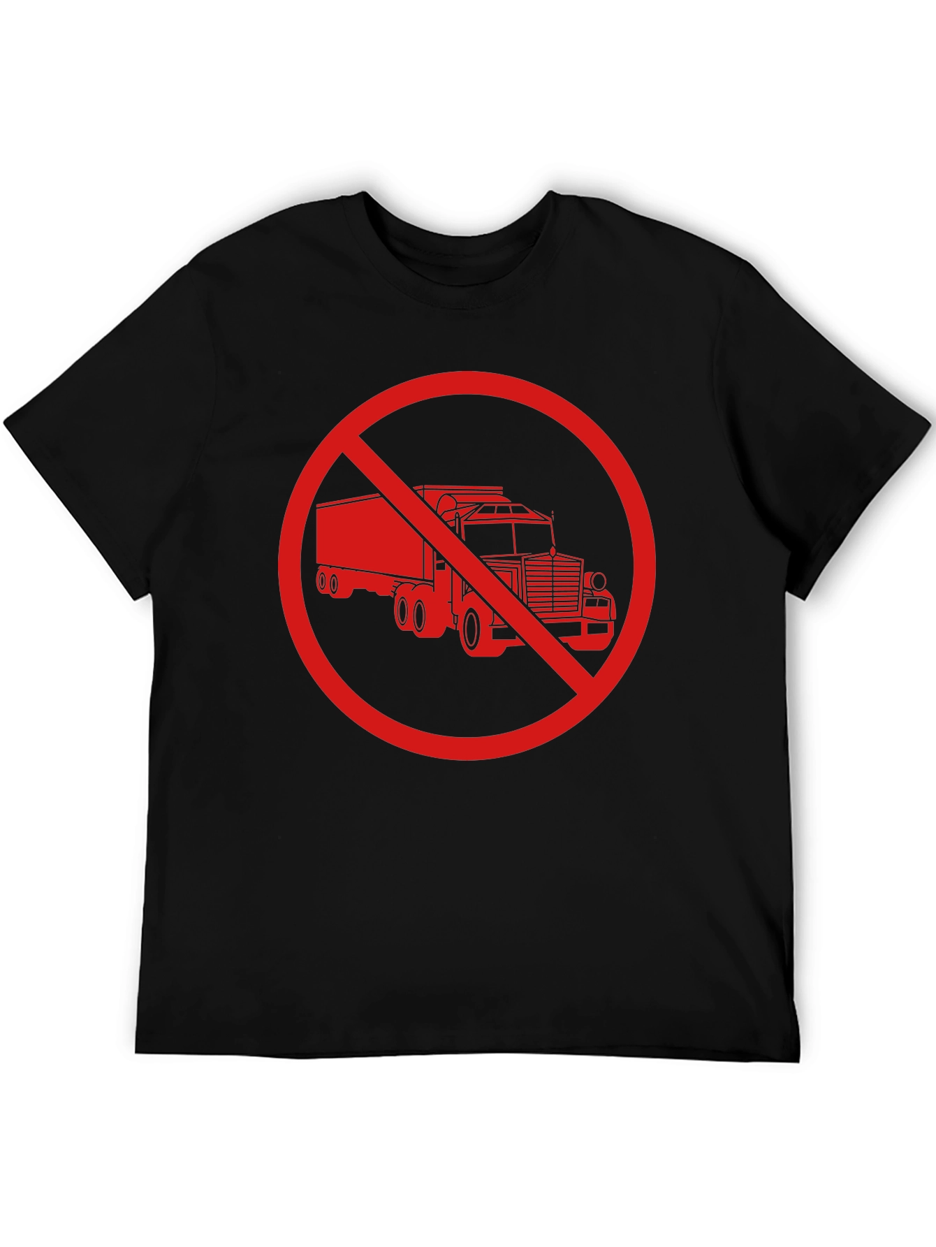 Black No Trucks Allowed T-Shirt - Black Crew Neck view 5