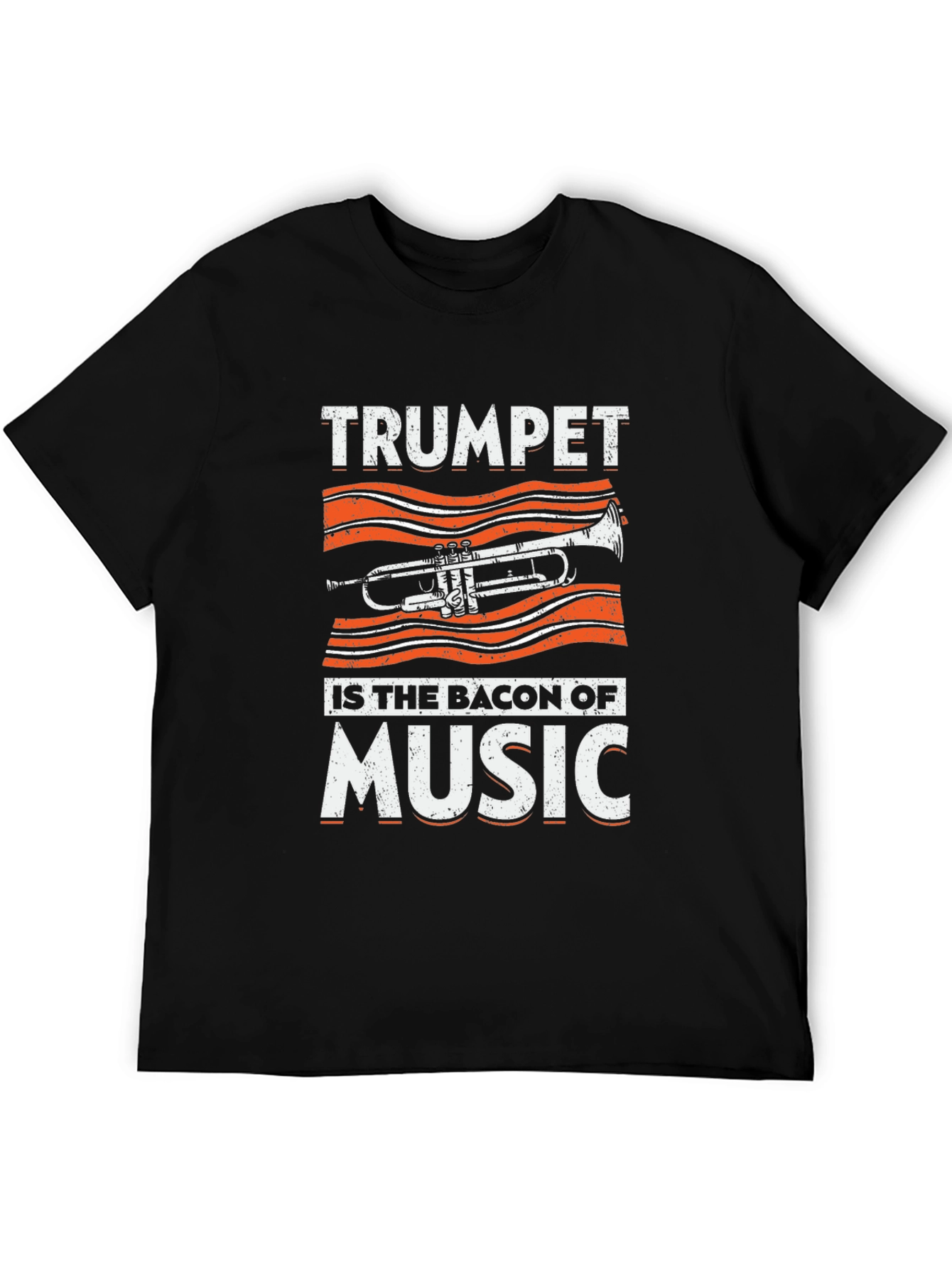 Black Trumpet Bacon Music T-Shirt view 5