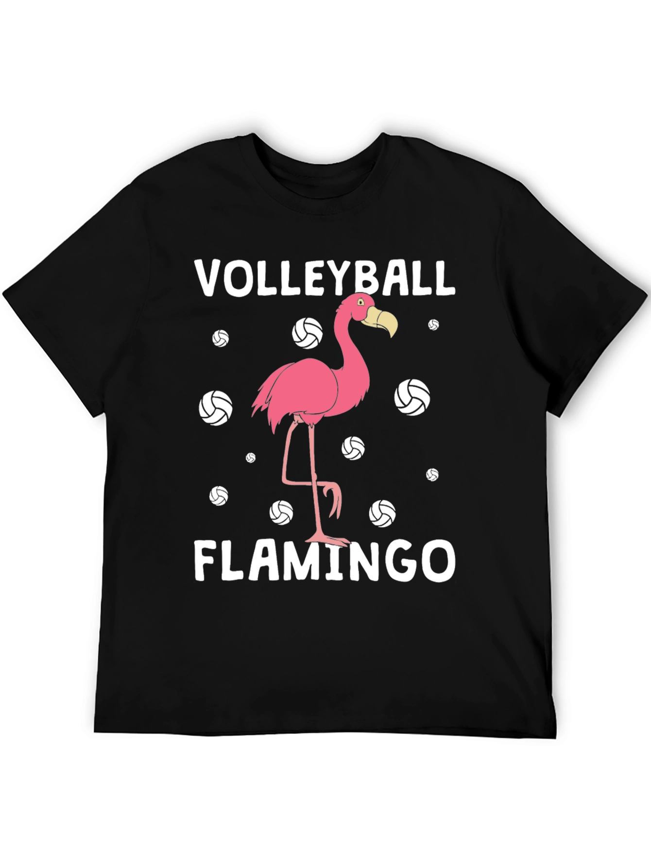 Black Volleyball Flamingo T-Shirt - Funny Graphic Tee view 5