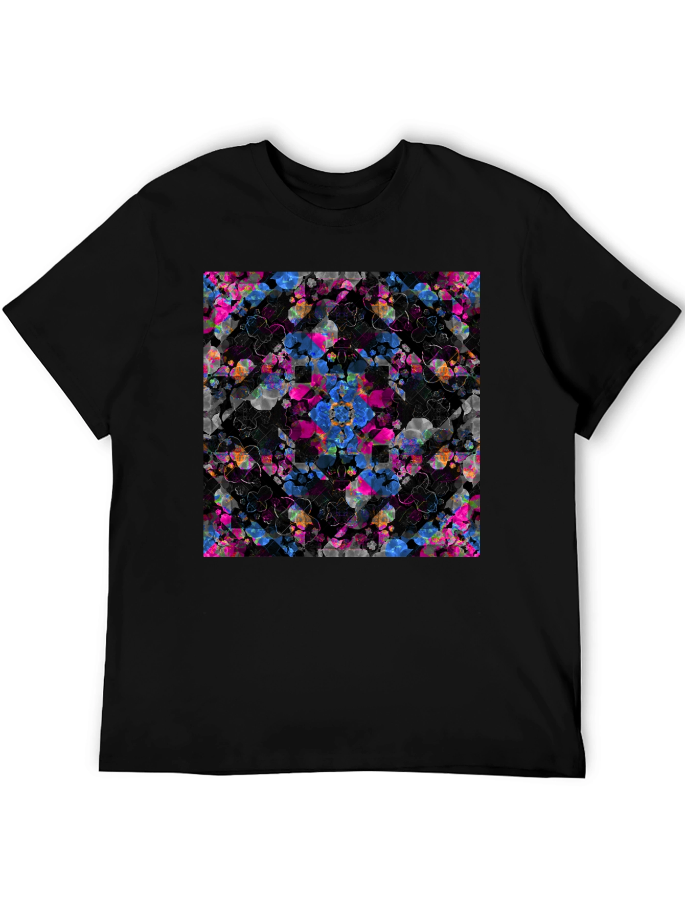 Black Abstract Floral T-Shirt - Modern Graphic Tee view 5
