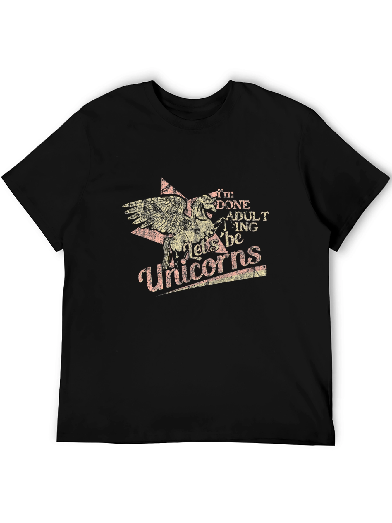 Black I'm Done Adulting Let's Be Unicorns Black T-Shirt view 5