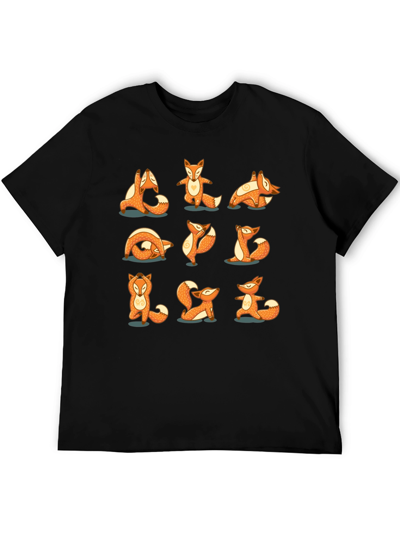 Black Yoga Fox T-Shirt: Peaceful Poses view 5