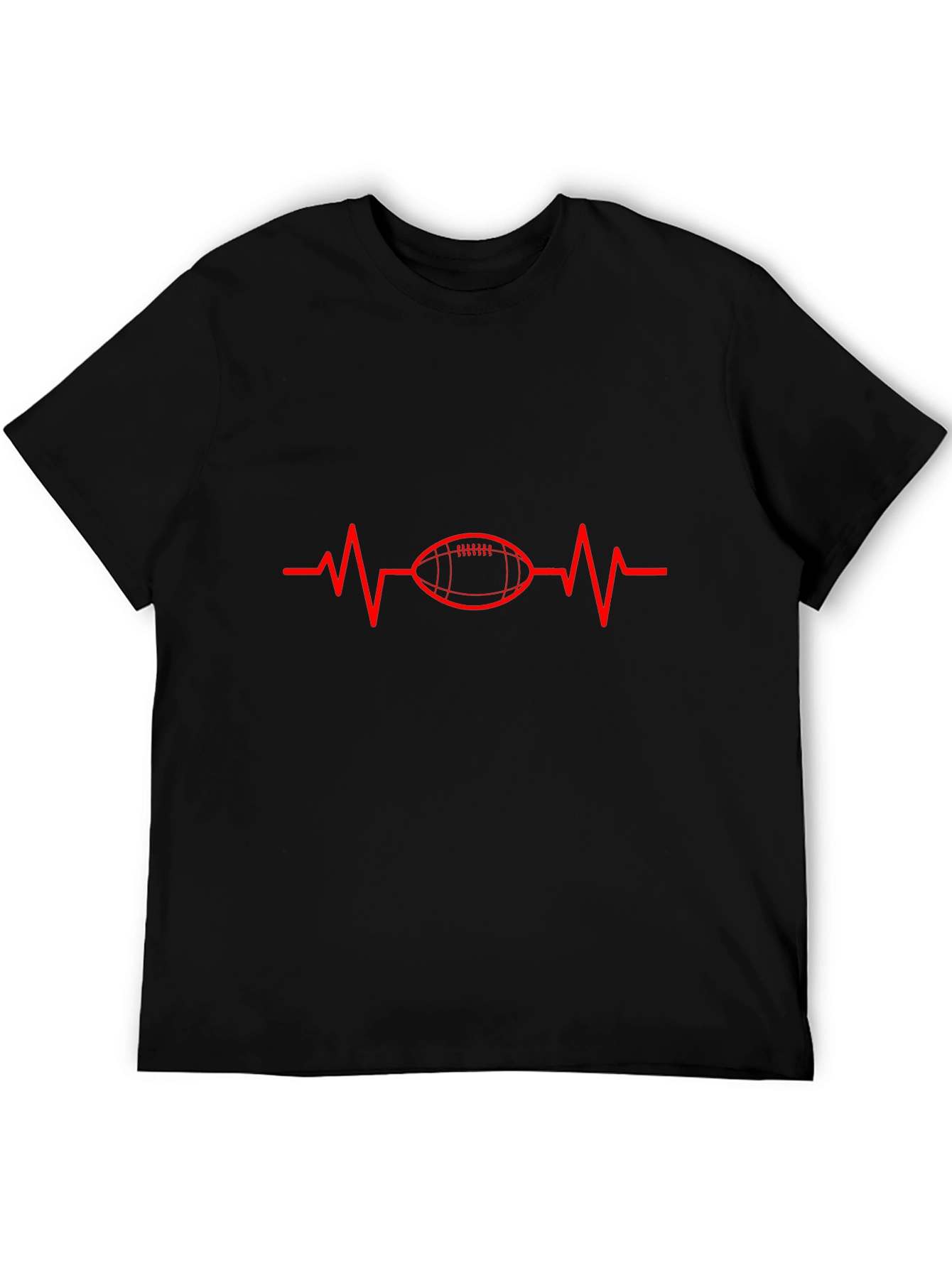 Black Football Heartbeat T-Shirt - Game Day Tee view 5