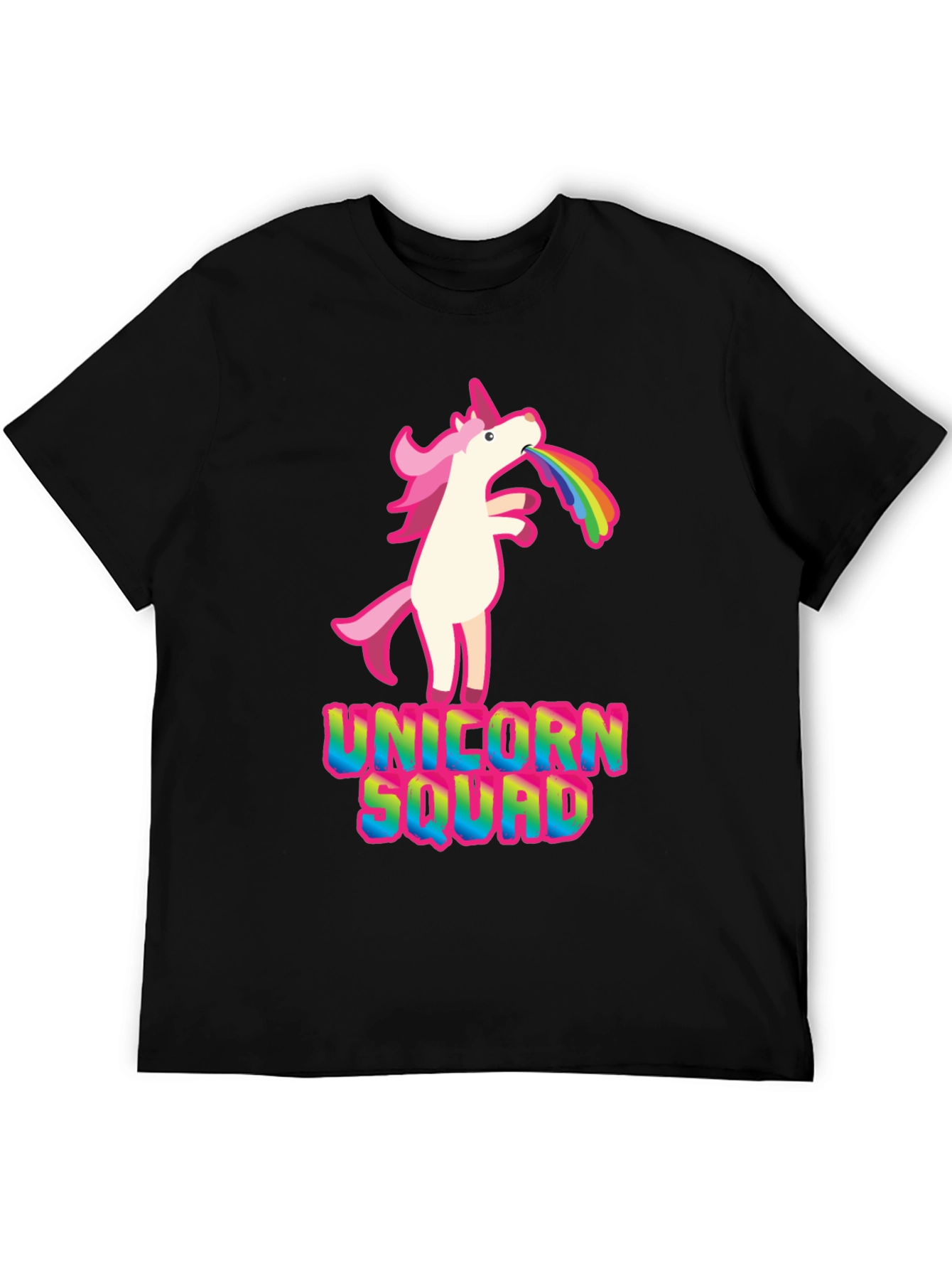 Black Unicorn Squad Graphic T-Shirt - Rainbow Vomit Design view 5
