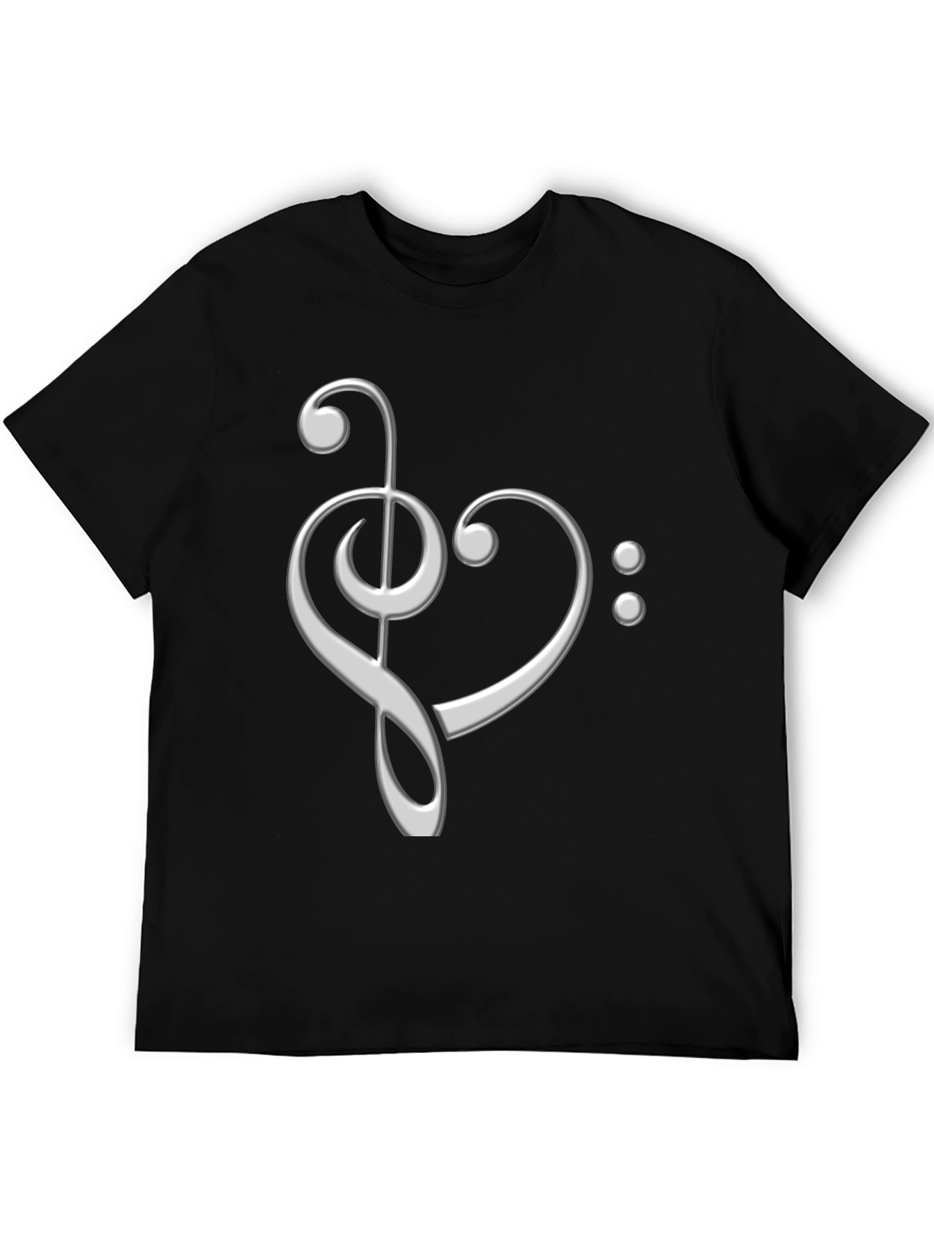 Black Musical Heart Graphic Tee - Black Cotton T-Shirt view 5