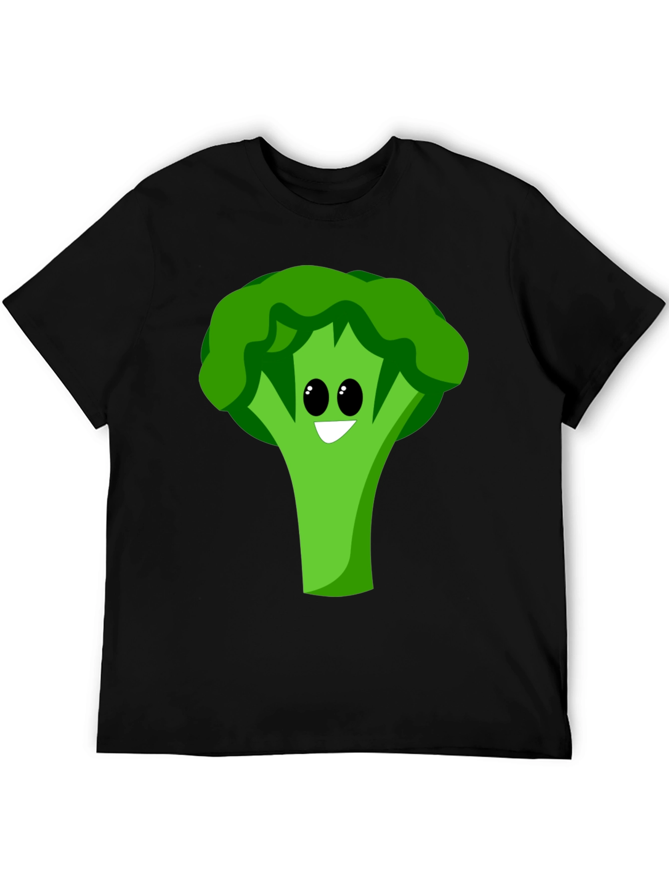 Black Cartoon Broccoli Graphic Tee - Black Cotton Blend view 5