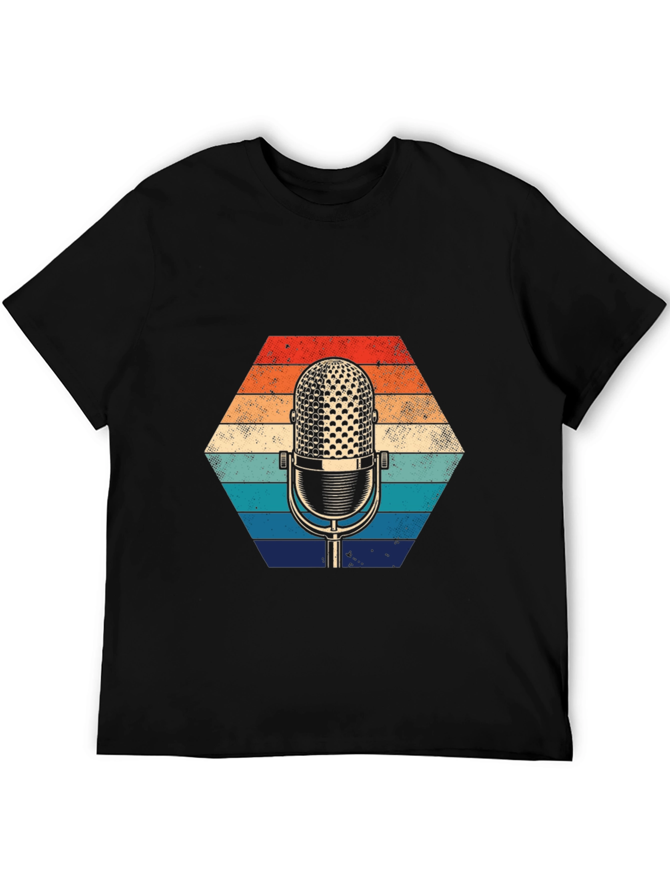 Black Retro Microphone Graphic Tee view 5
