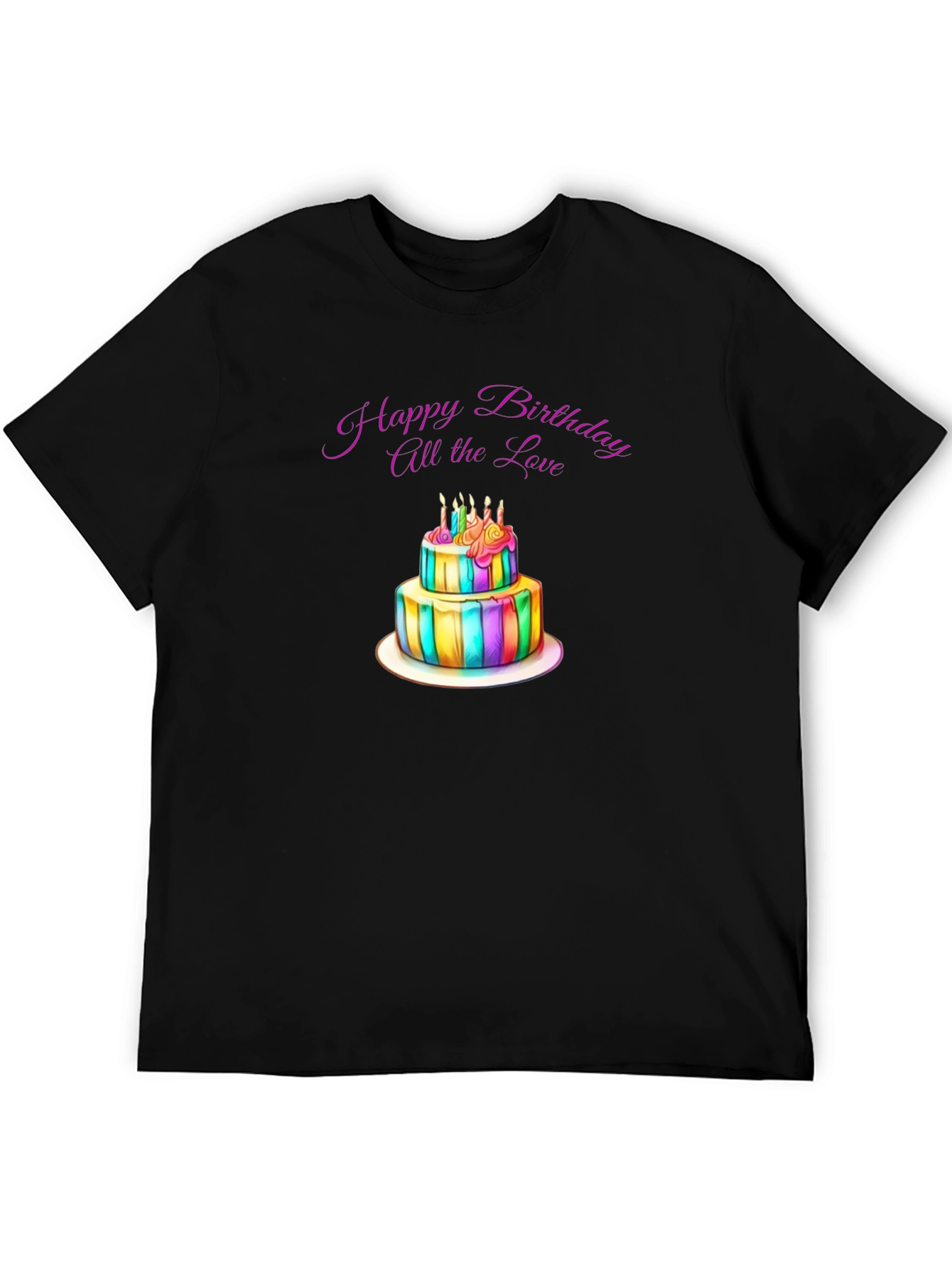 Black Birthday Cake Graphic Black T-Shirt view 5