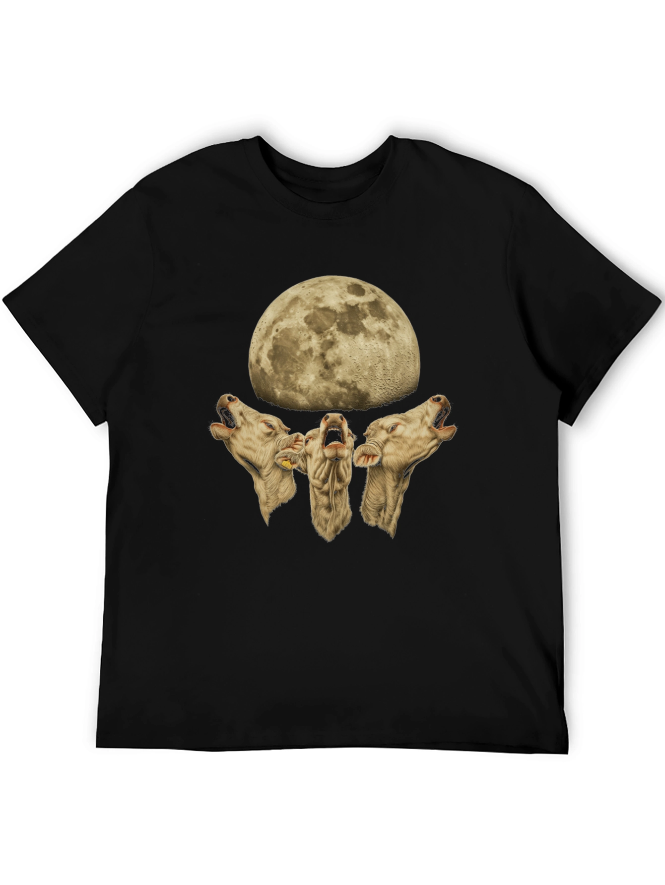 Cow Howl Moon Black T-Shirt Funny Tee - 5