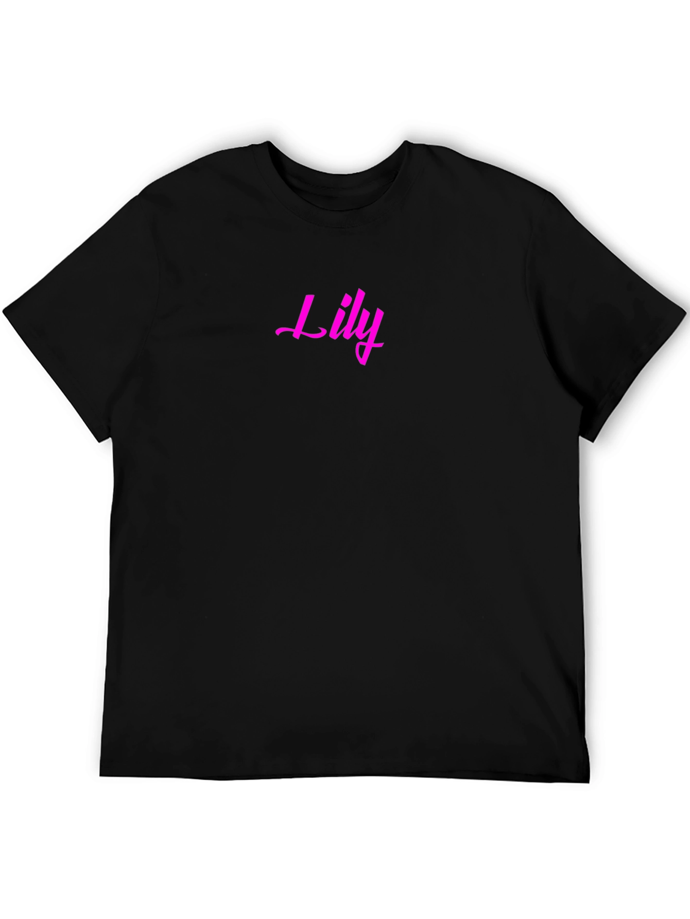 Black Lily Pink Text Black T-Shirt view 5