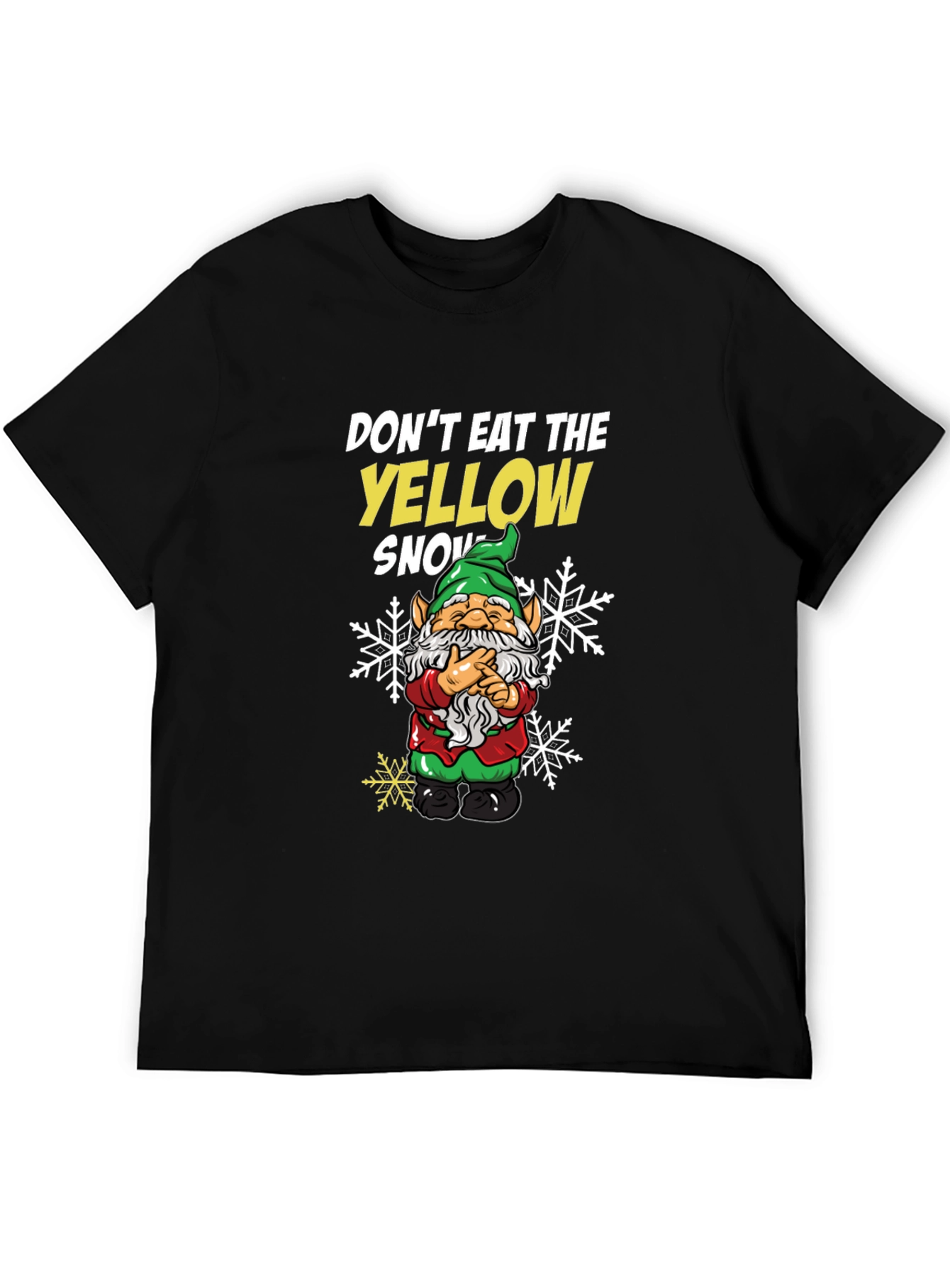 Black Don't Eat The Yellow Snow Gnome T-Shirt view 5