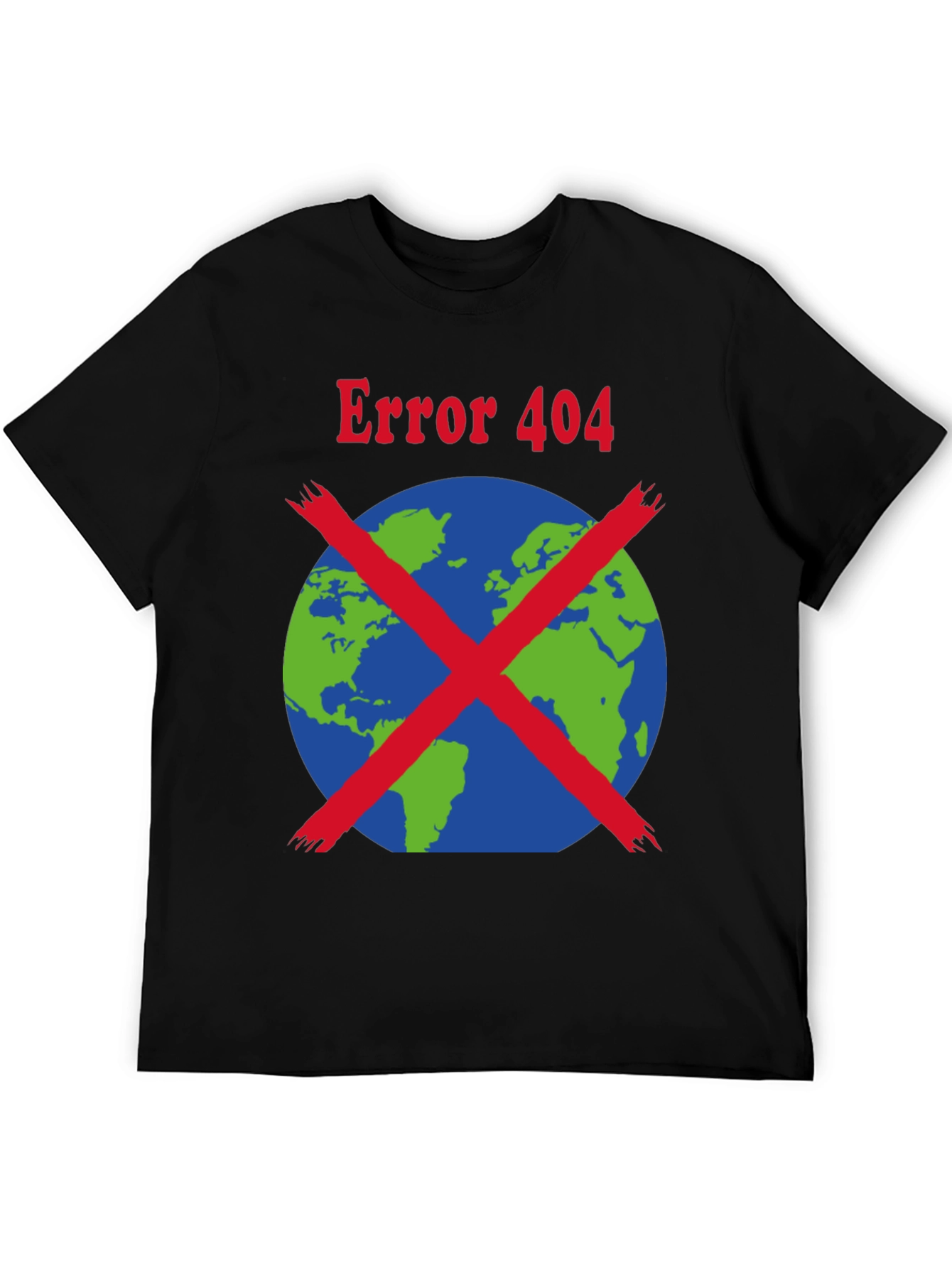Black Error 404 Earth Graphic T-Shirt view 5