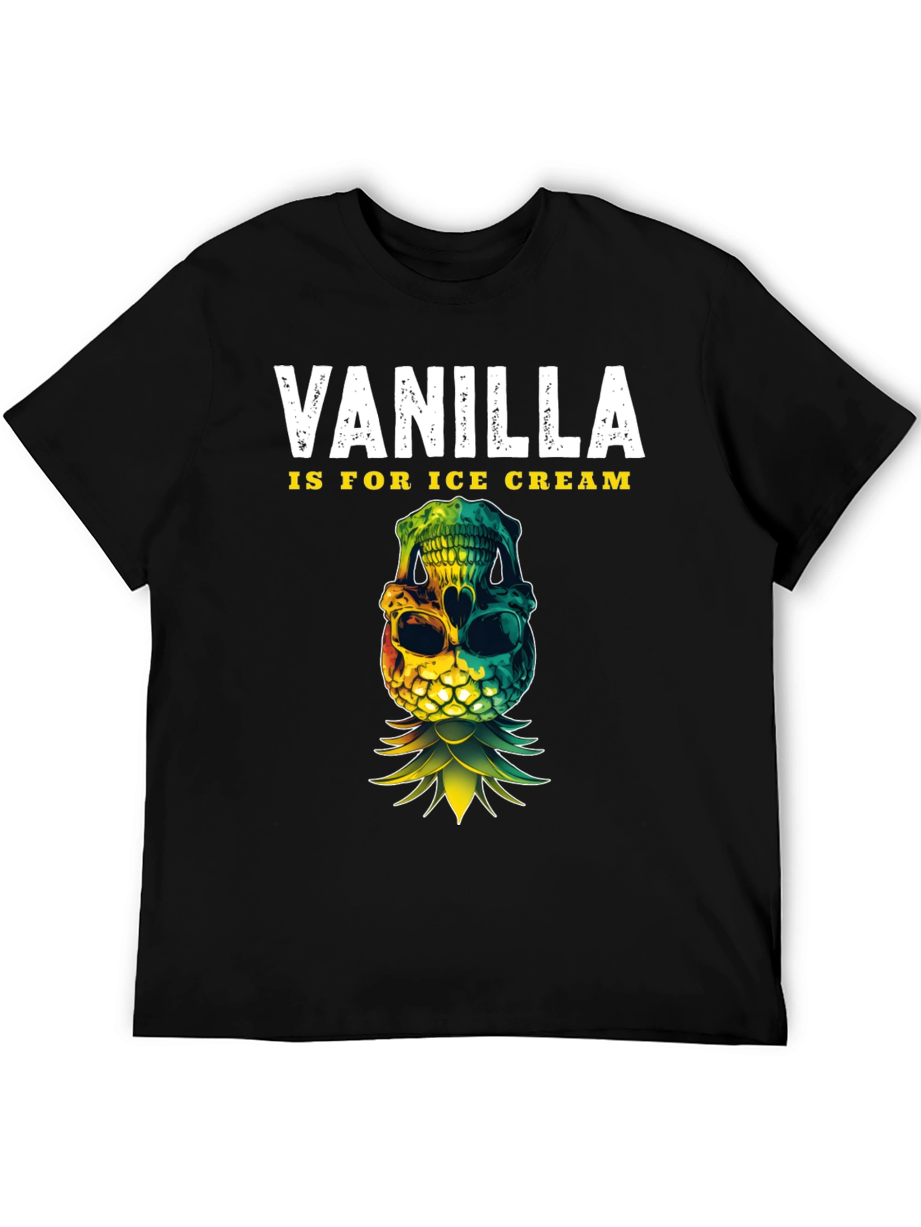 Black Vanilla Ice Cream Skull Pineapple T-Shirt view 5