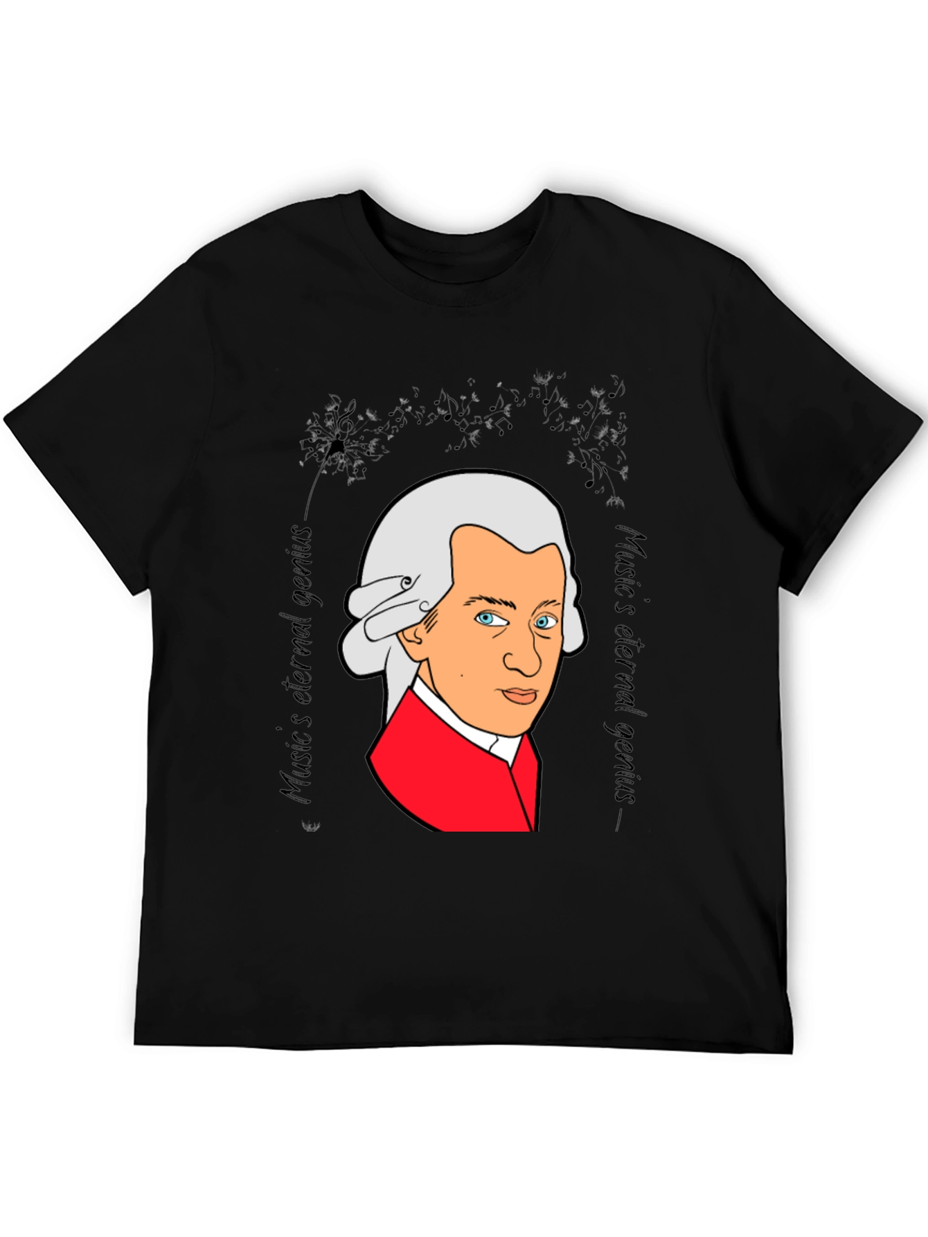 Black Mozart Music Genius Black T-Shirt view 5